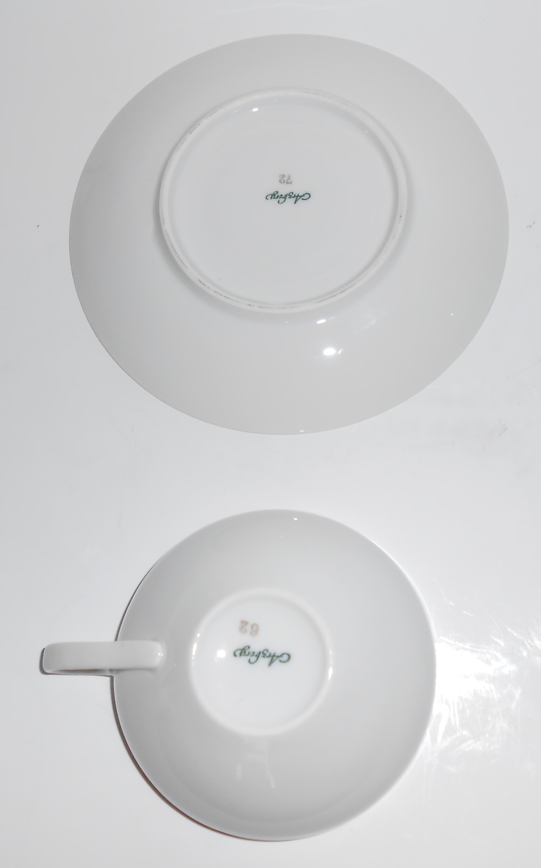 Arzberg Porcelain China 9573  Gray Band w/Gold Cup & Sa