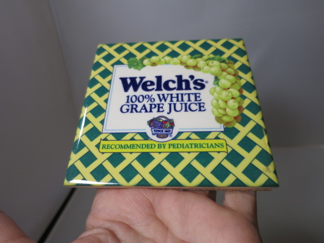 Vintage Welch's 100 White Grape Juice Tile Trivet 4.25 X 4.25