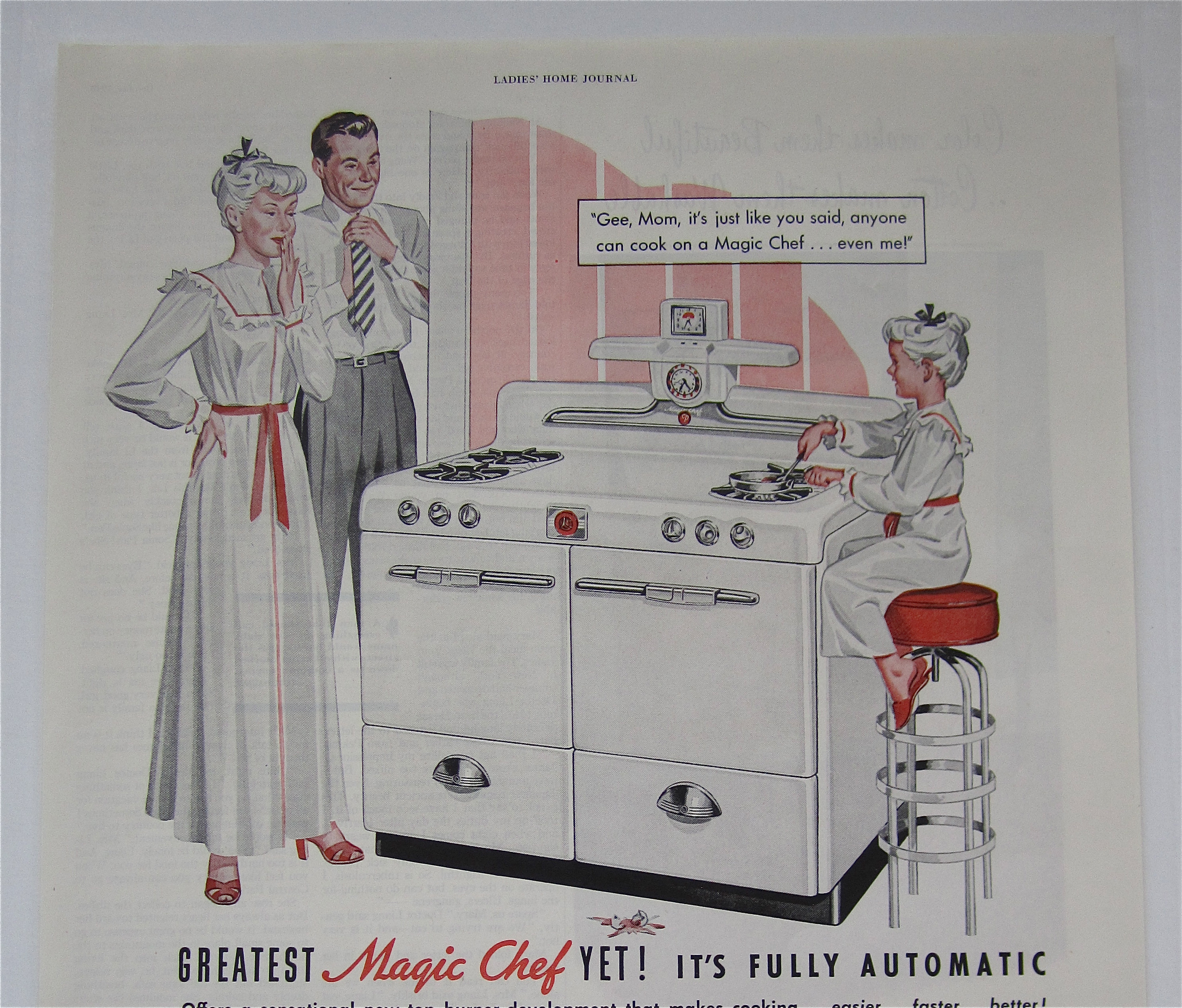 1930 Magic Chef with Man & Woman & Child Cooking