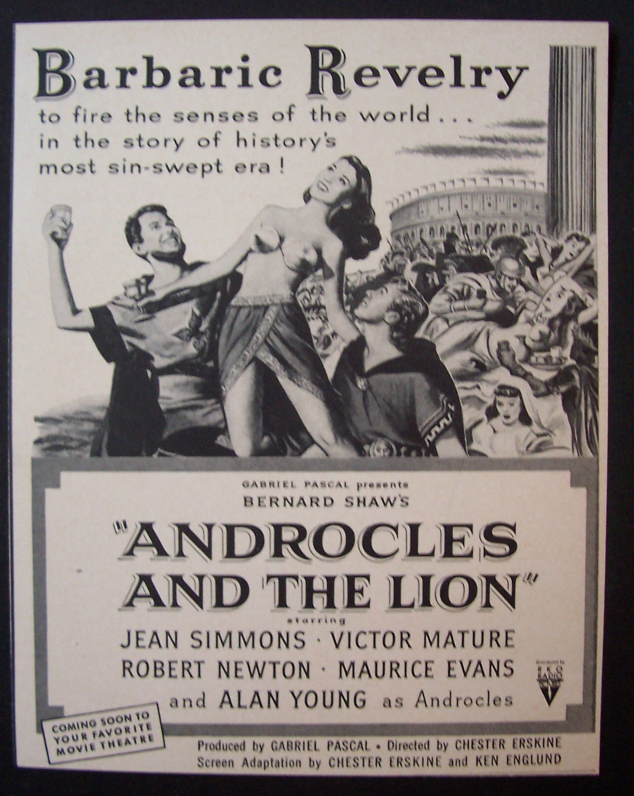 1952  Movie  Ad  for  Androcles  And  The  Lion