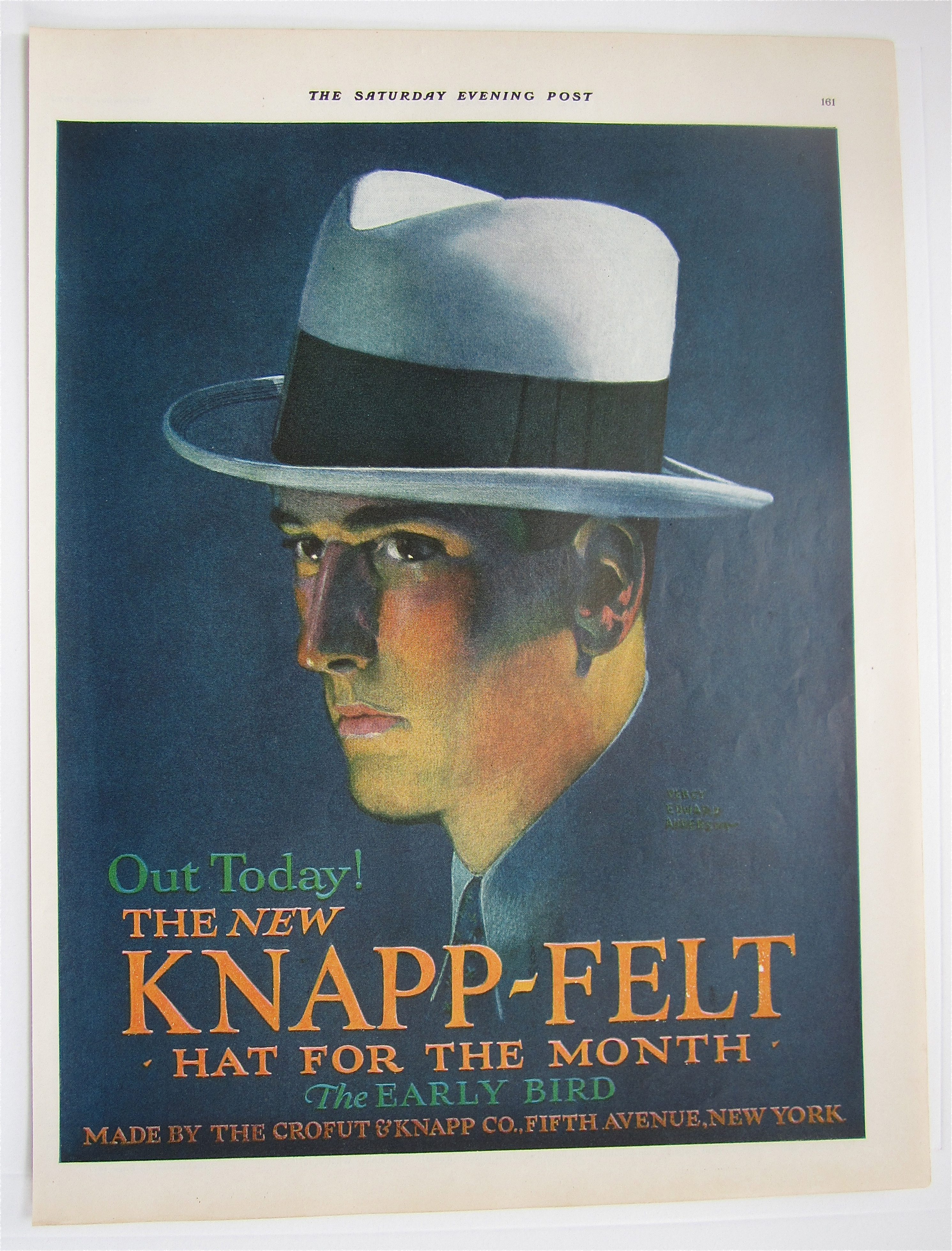 1929 Knapp Felt Hat With Man Wearing A Hat