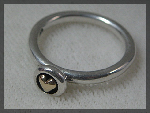 Ring Sterling Silver Gold Heart PANDORA 925 ALE
