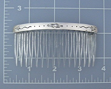Navajo Sterling Silver Hair Comb Zia Sun and Arrow