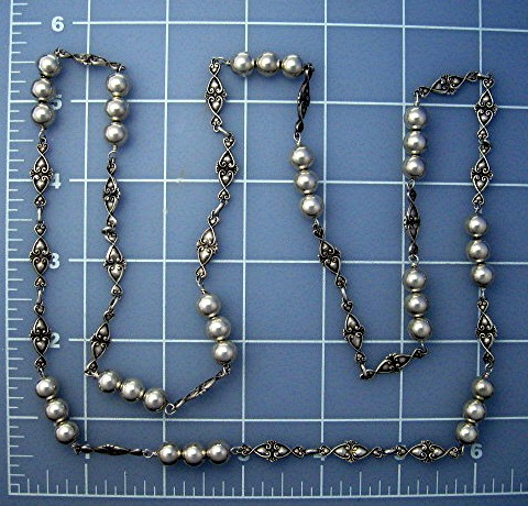 Silver Balls and Filigree Heart Necklace