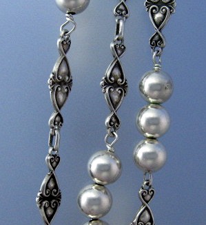 Silver Balls and Filigree Heart Necklace