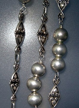 Silver Balls and Filigree Heart Necklace