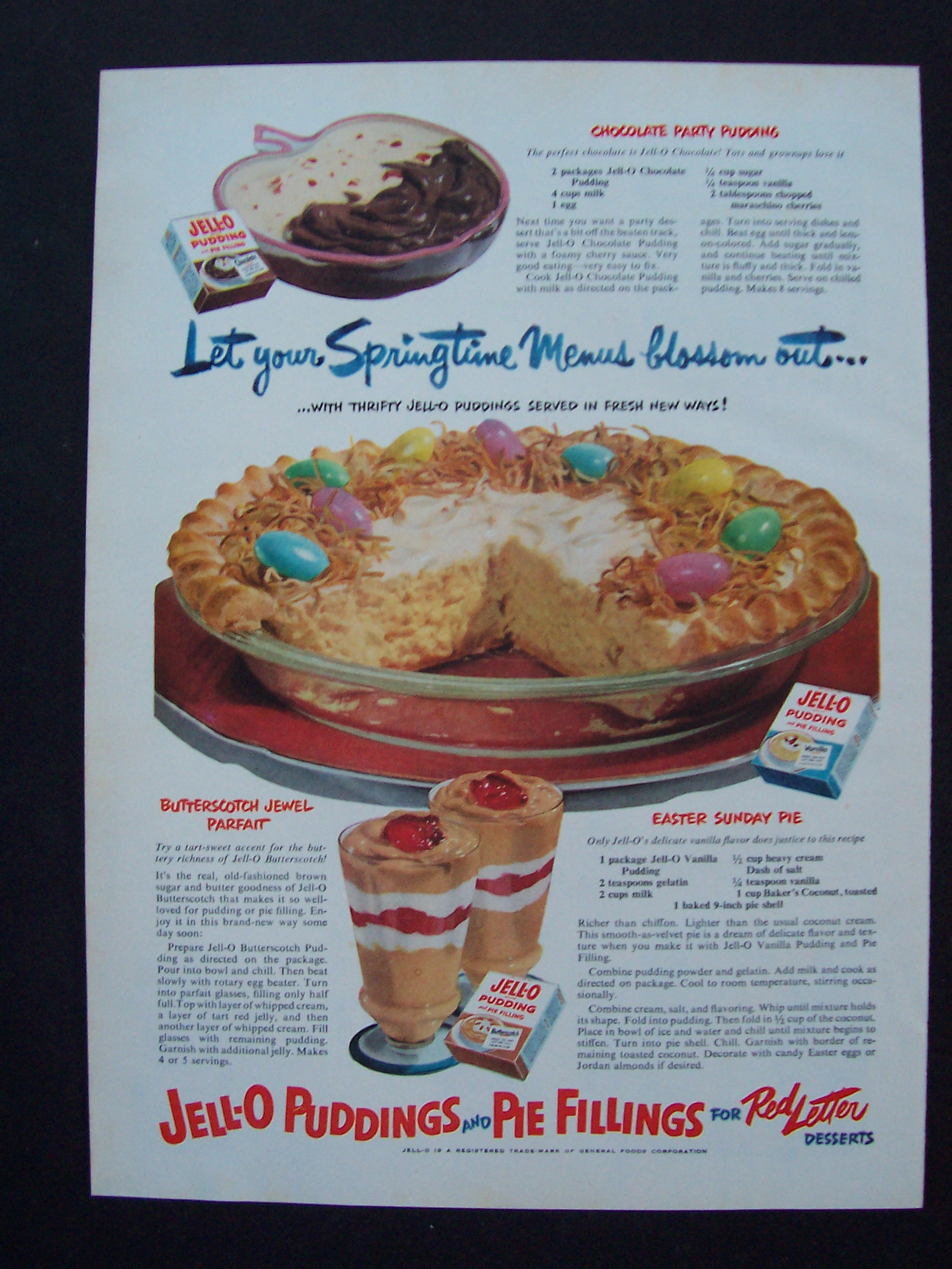 1951  Jell - O  Puddings  &  Pie  Fillings