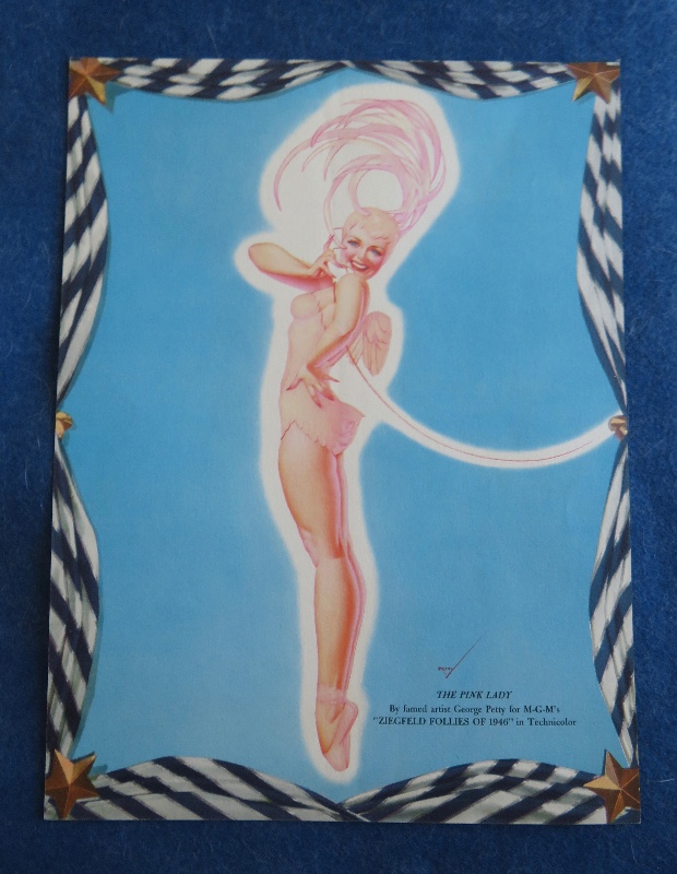Original 1940's The Pink Lady Pin Up Wearing A Pink Outfit & A Pink Headdress By George Petty