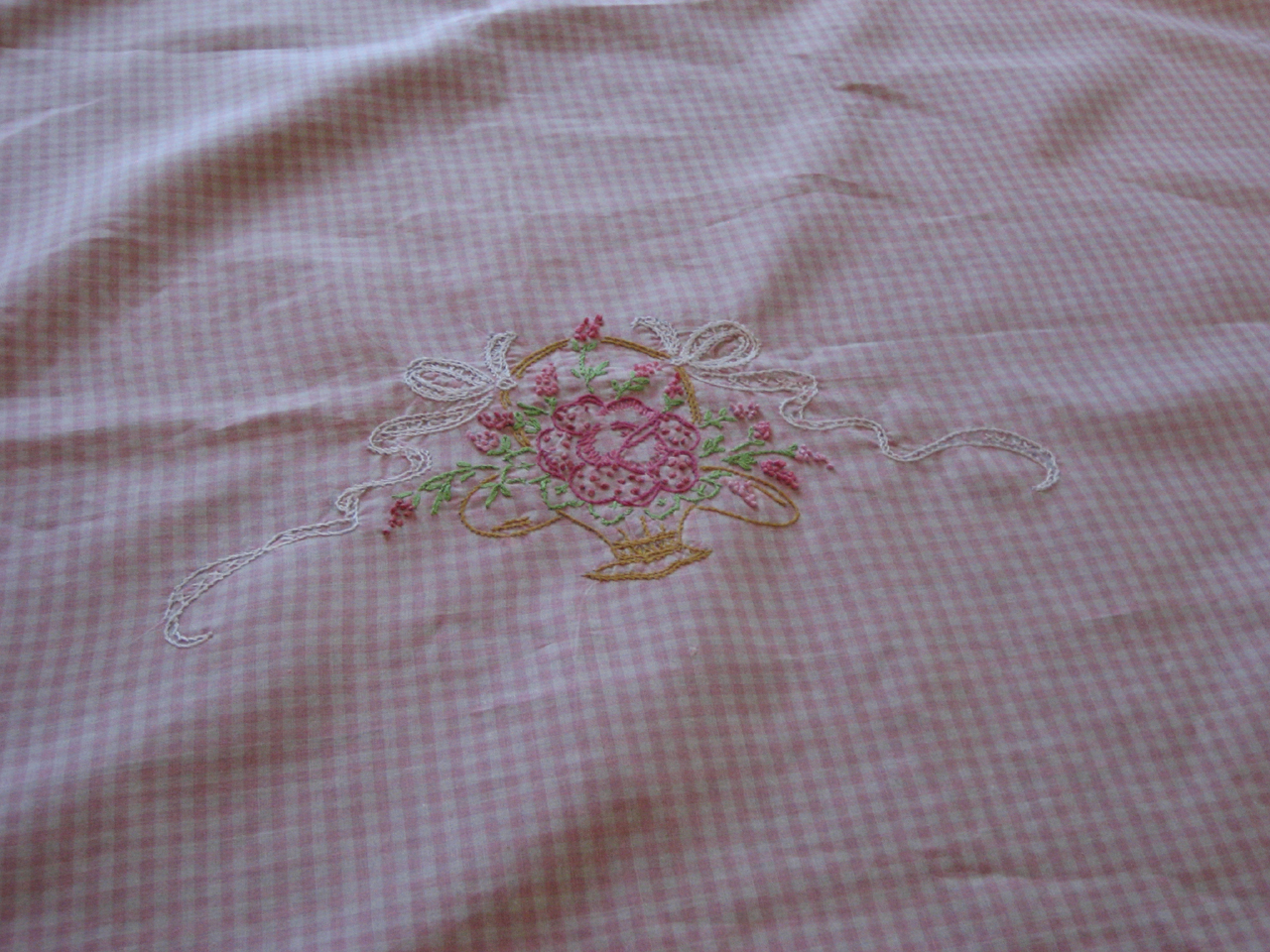 Pink and White Checkered Table Cloth