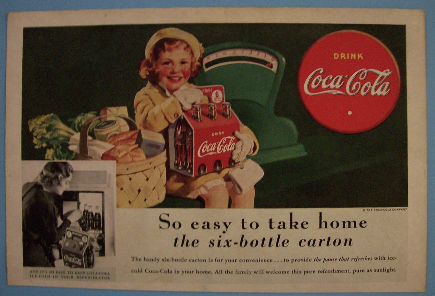 1938 Coca-Cola (Coke) with Little Girl & Six Pack