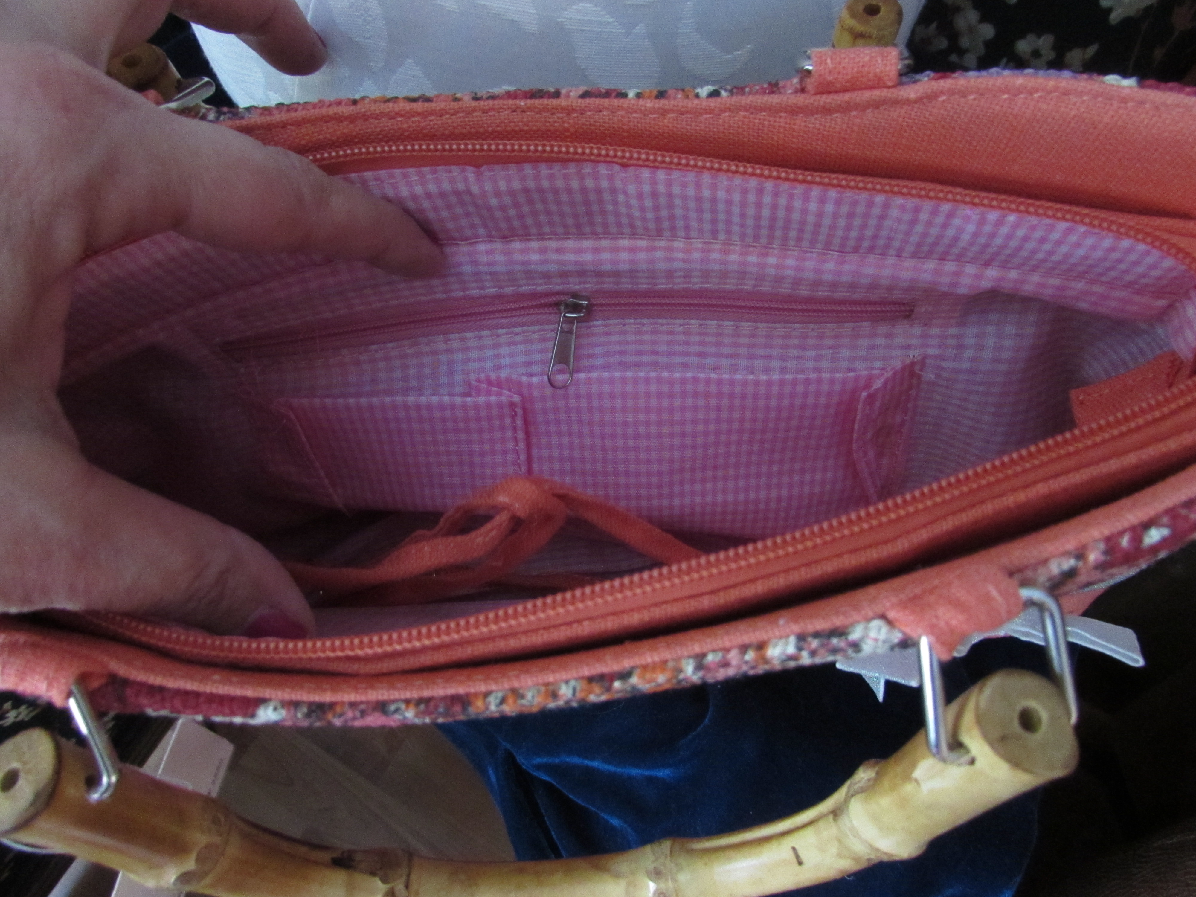 Paisley Floral Abstract handbag with bamboo handles