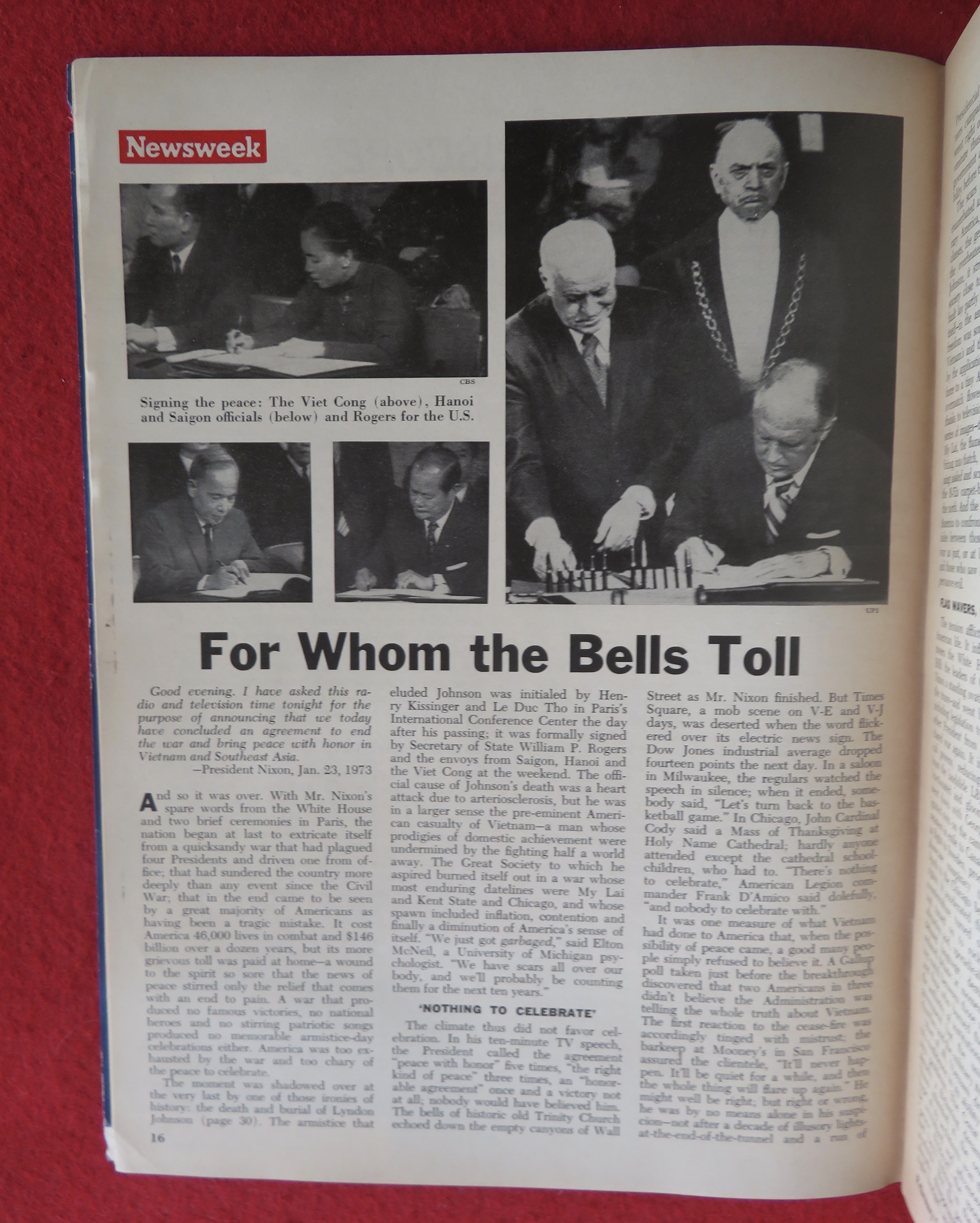 Newsweek Magazine February 5, 1973 Peace