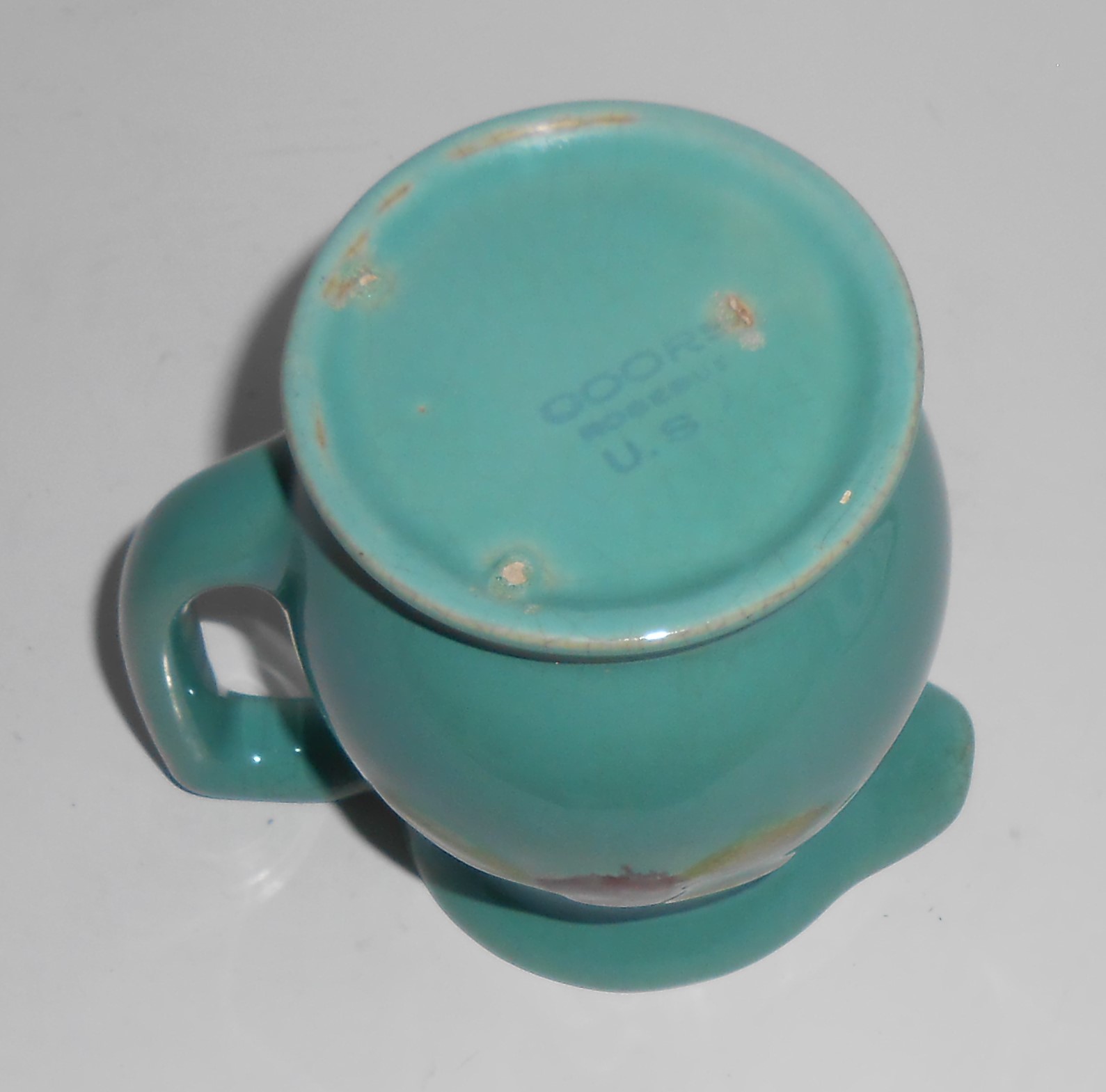 Coors Pottery Rosebud Green Small Covered Pitcher - w/o