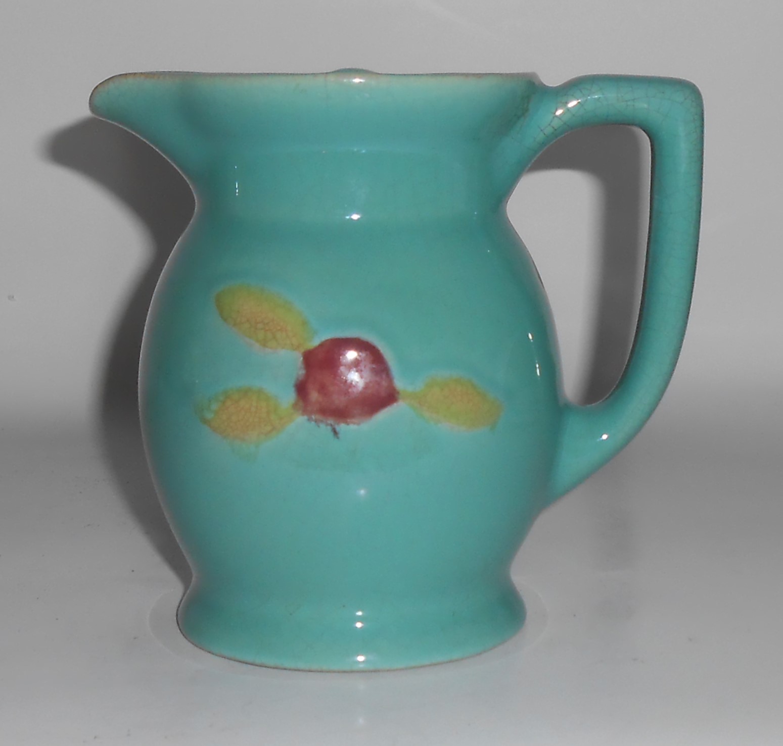 Coors Pottery Rosebud Green Small Covered Pitcher - w/o