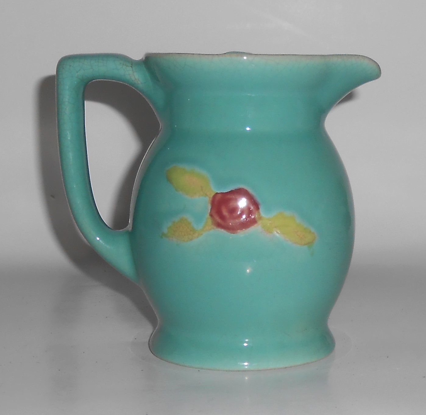 Coors Pottery Rosebud Green Small Covered Pitcher - w/o