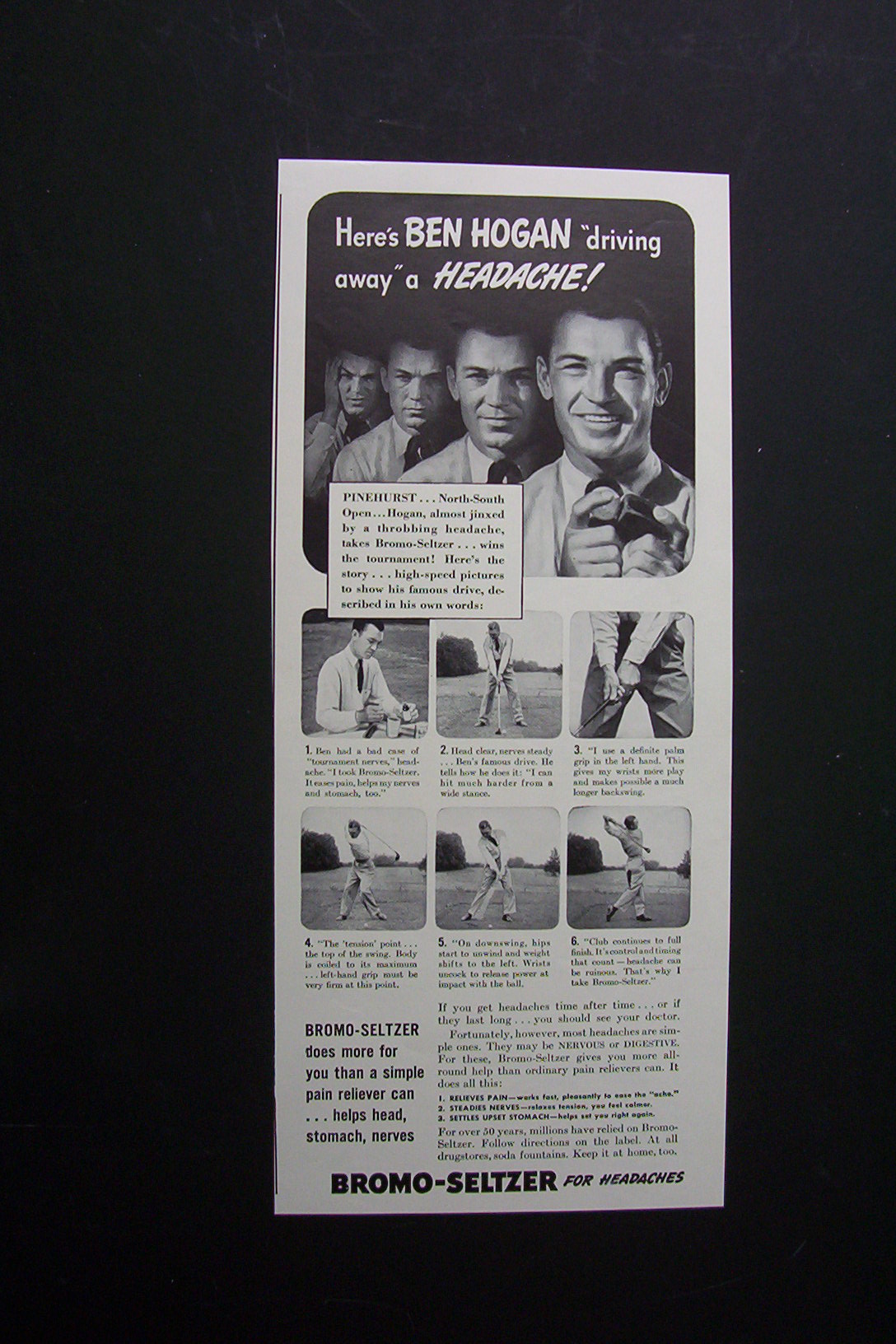 1940 Bromo Seltzer with Tennis Pro Ben Hogan