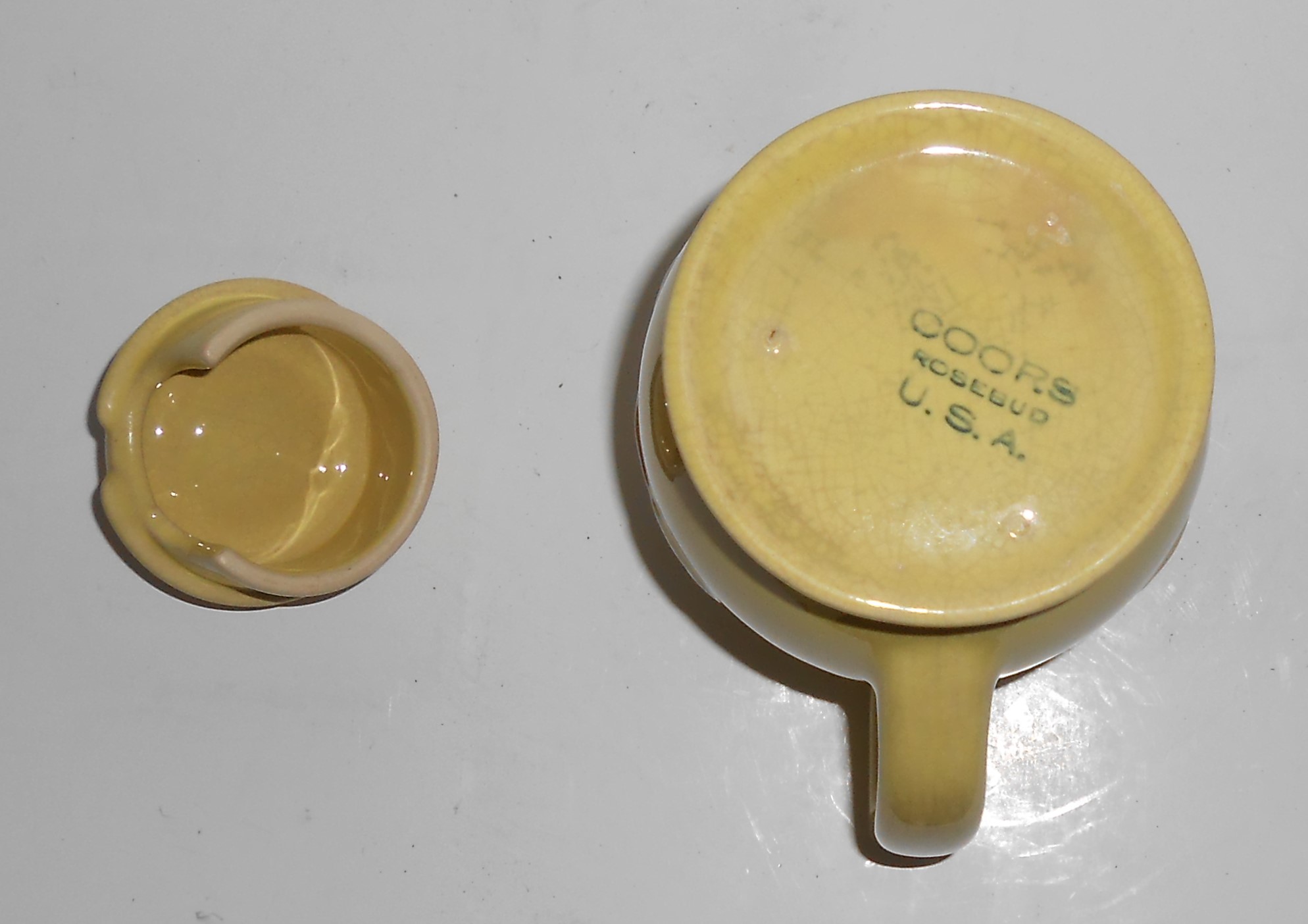 Coors Pottery Rosebud Yellow Small Covered Pitcher/Lid
