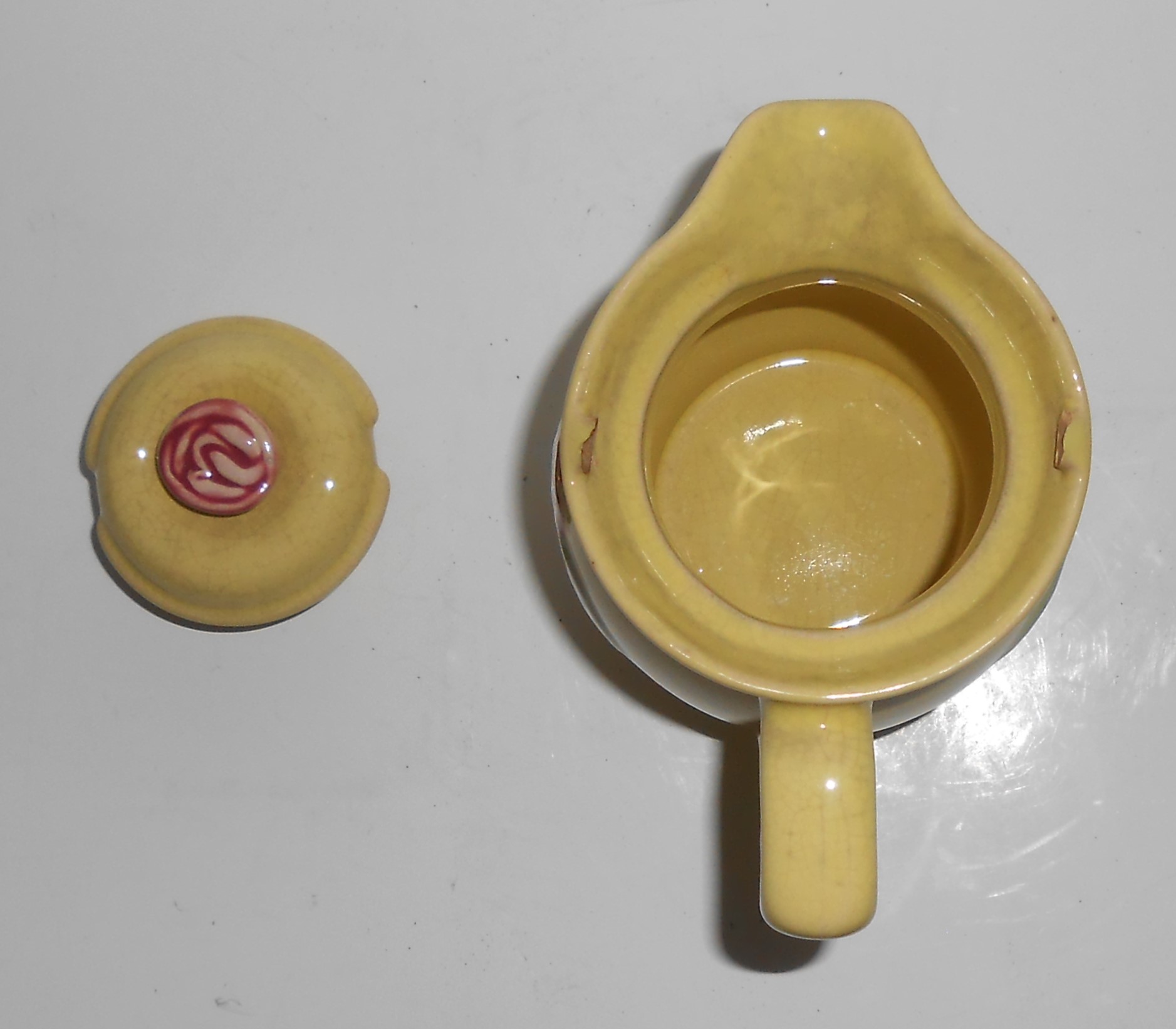 Coors Pottery Rosebud Yellow Small Covered Pitcher/Lid