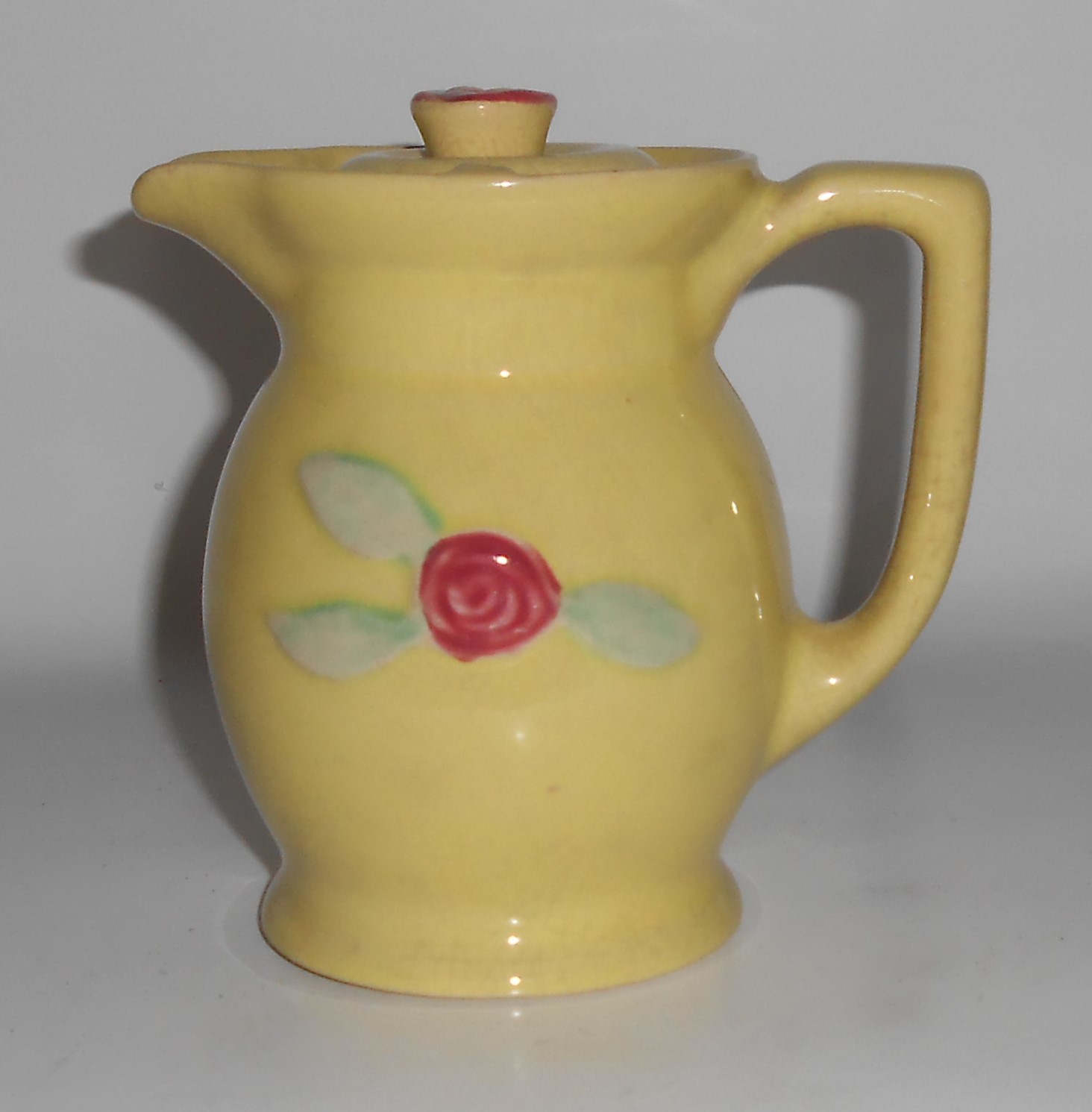 Coors Pottery Rosebud Yellow Small Covered Pitcher/Lid