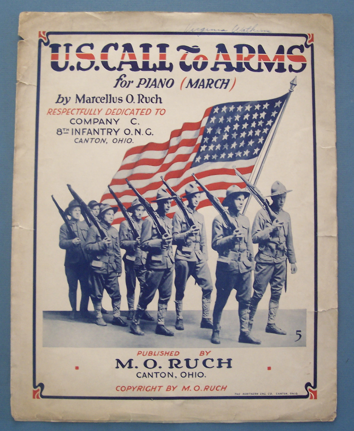 Sheet Music For 1916 U.S. Call To Arms