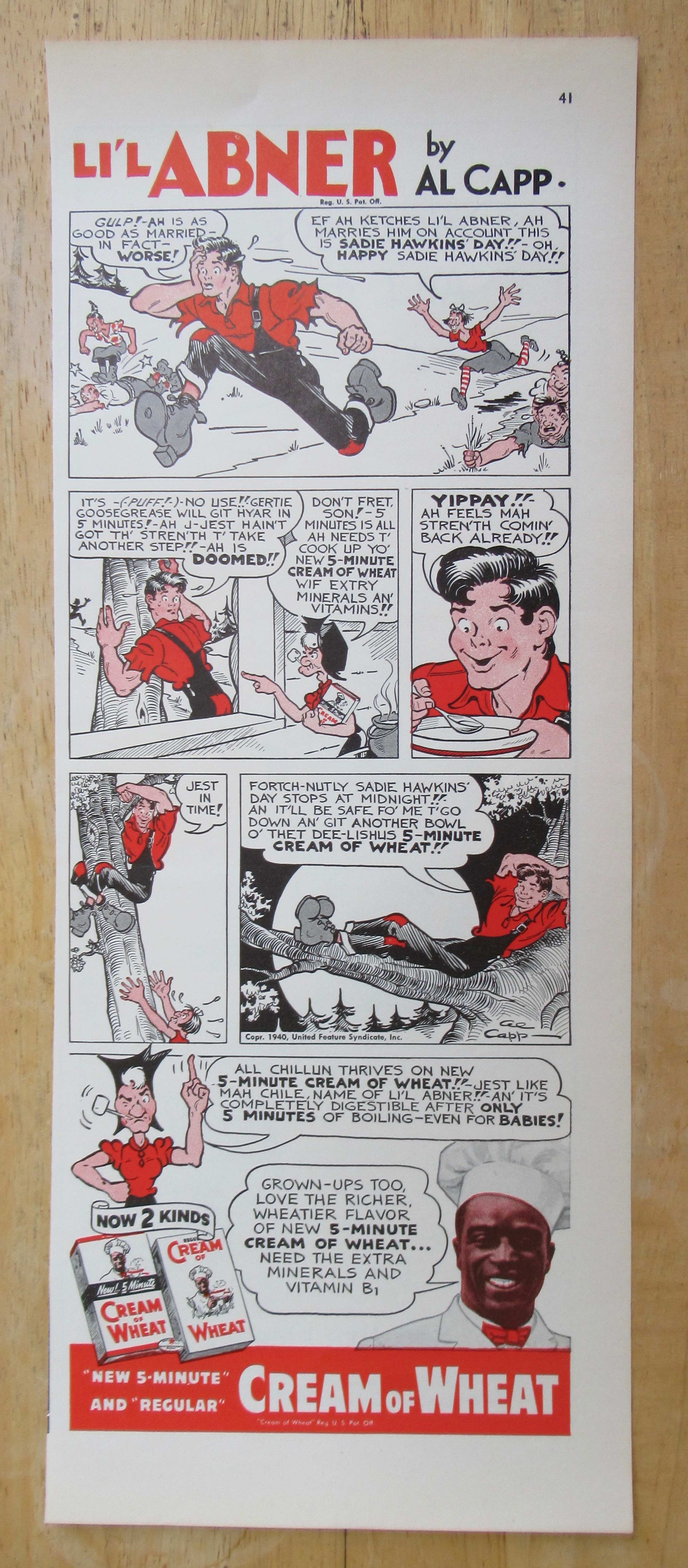 1940 Cream of Wheat with Little Abner By Al Capp