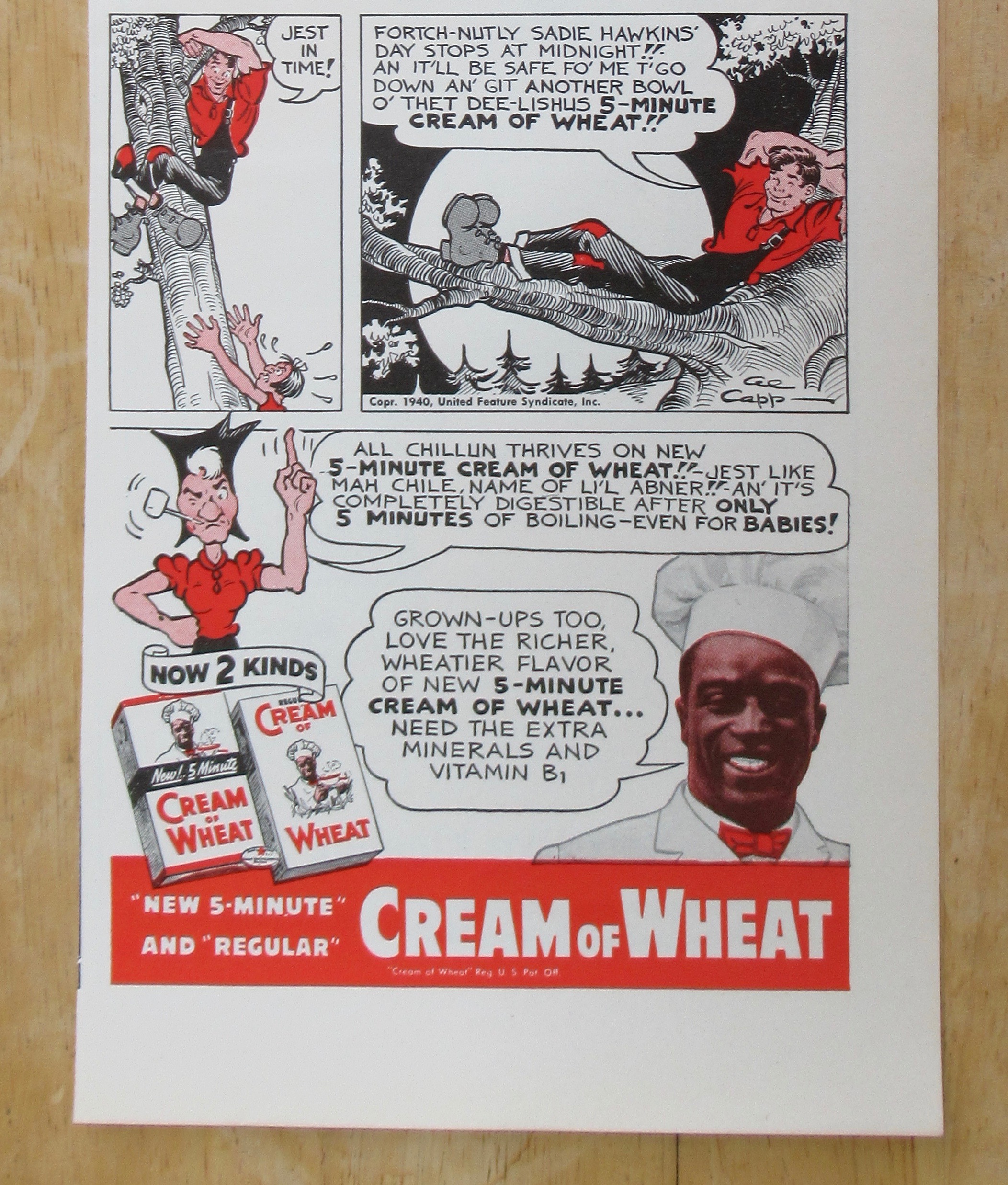 1940 Cream of Wheat with Little Abner By Al Capp