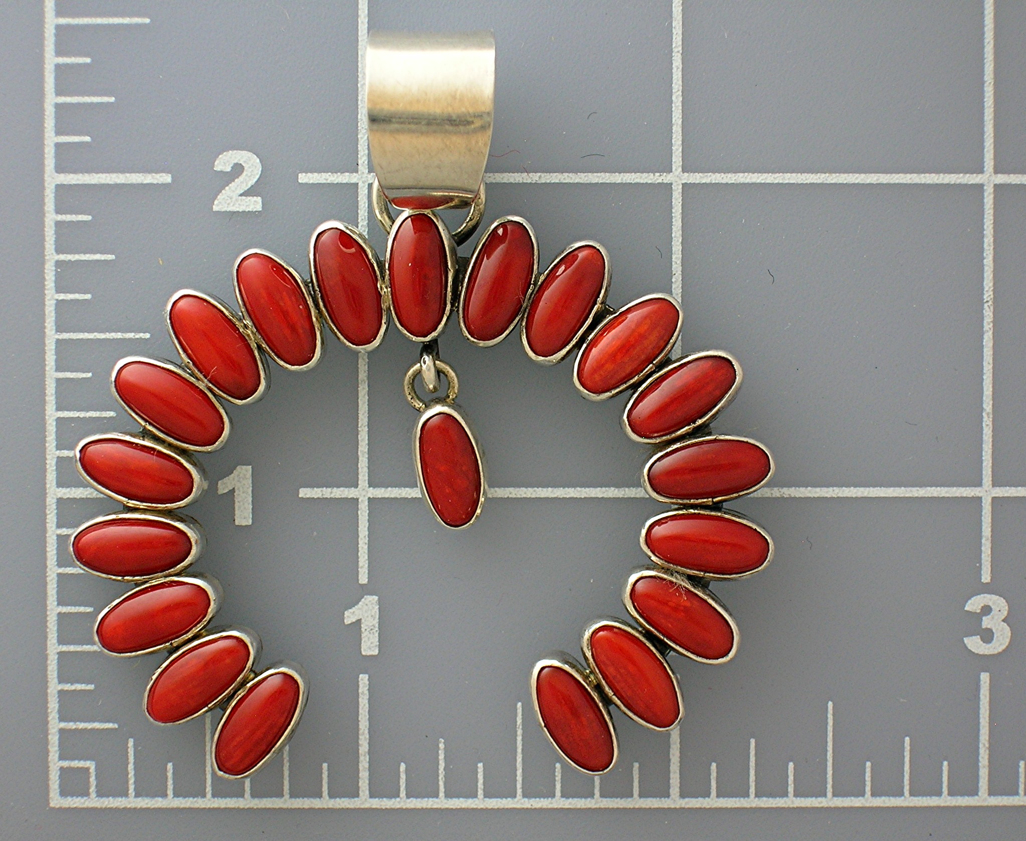 Navajo Mediterranean Coral Sterling Silver Naja NAKAI