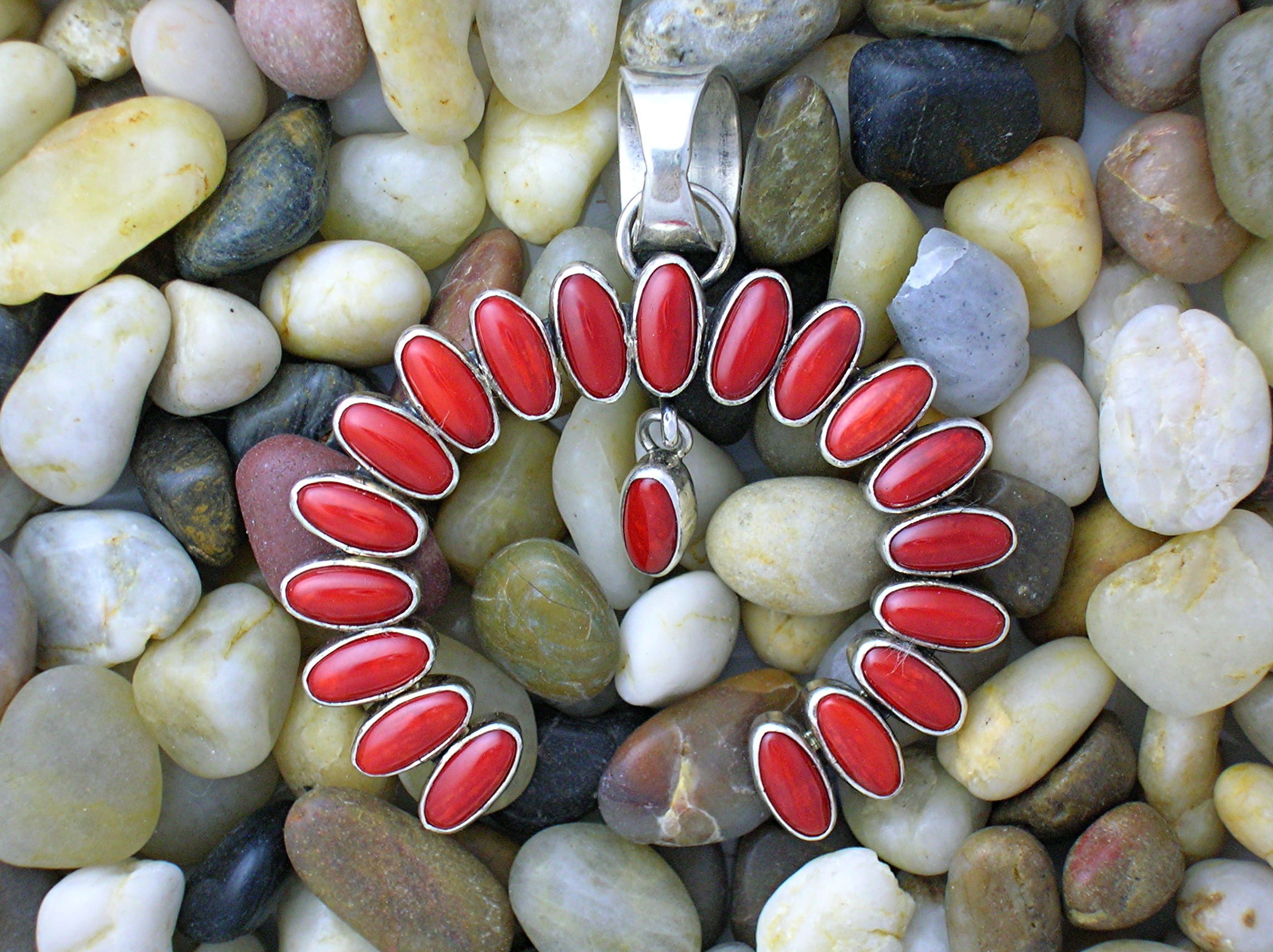 Navajo Mediterranean Coral Sterling Silver Naja NAKAI