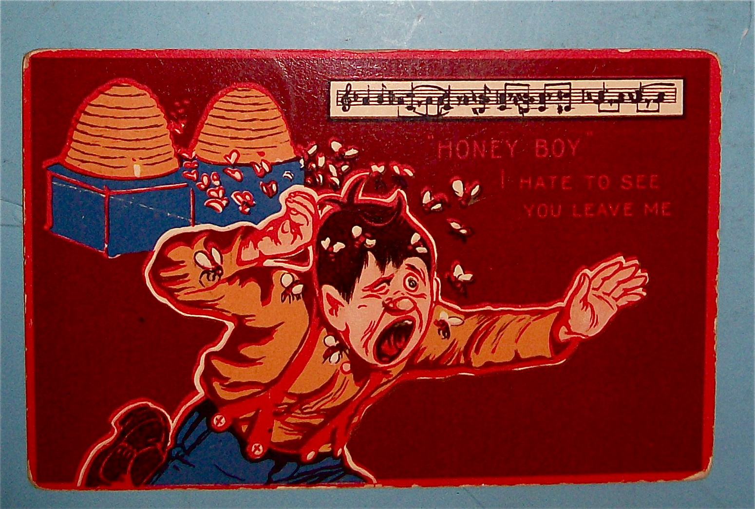 Bees Chasing Boy Postcard