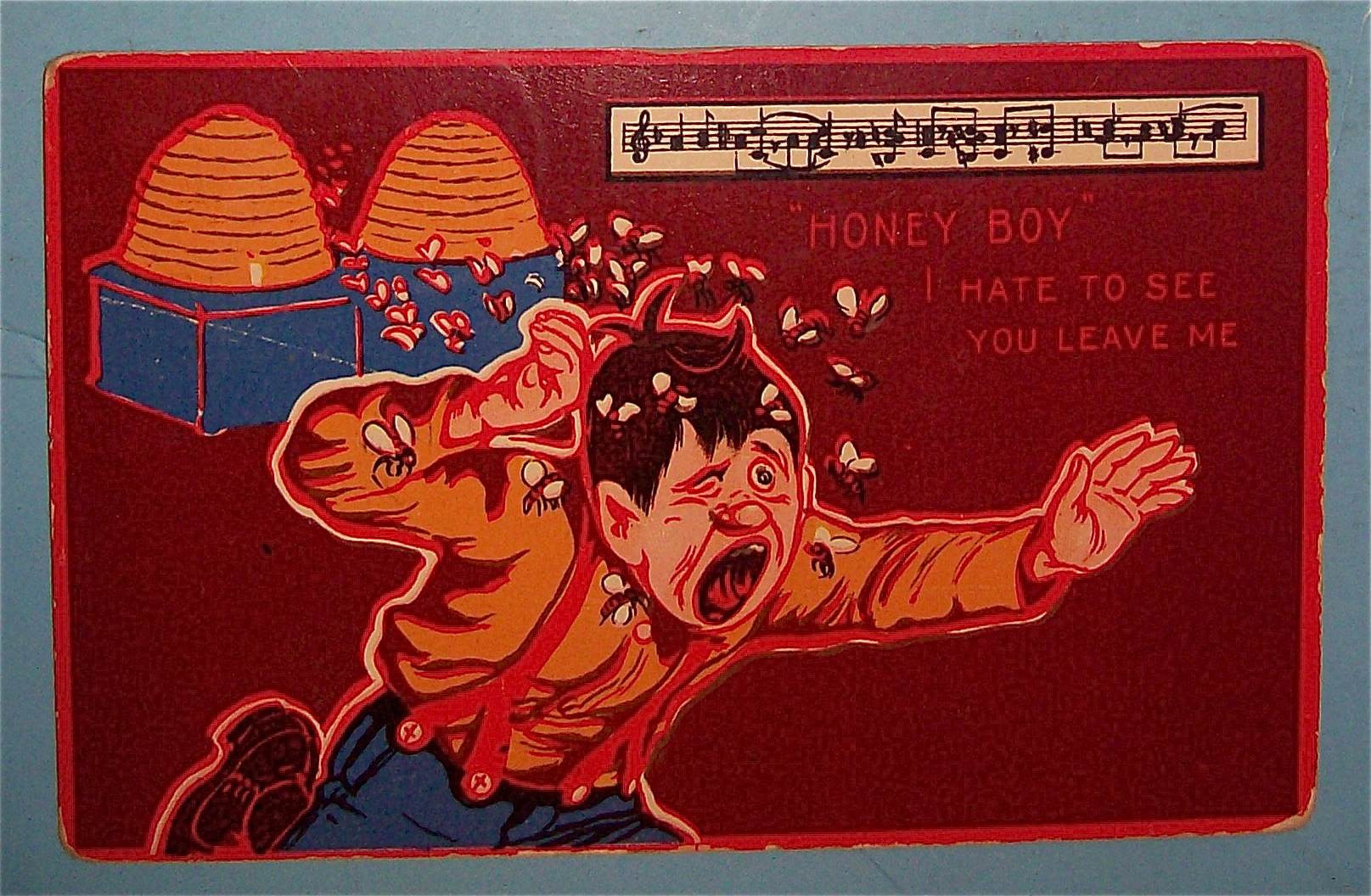 Bees Chasing Boy Postcard