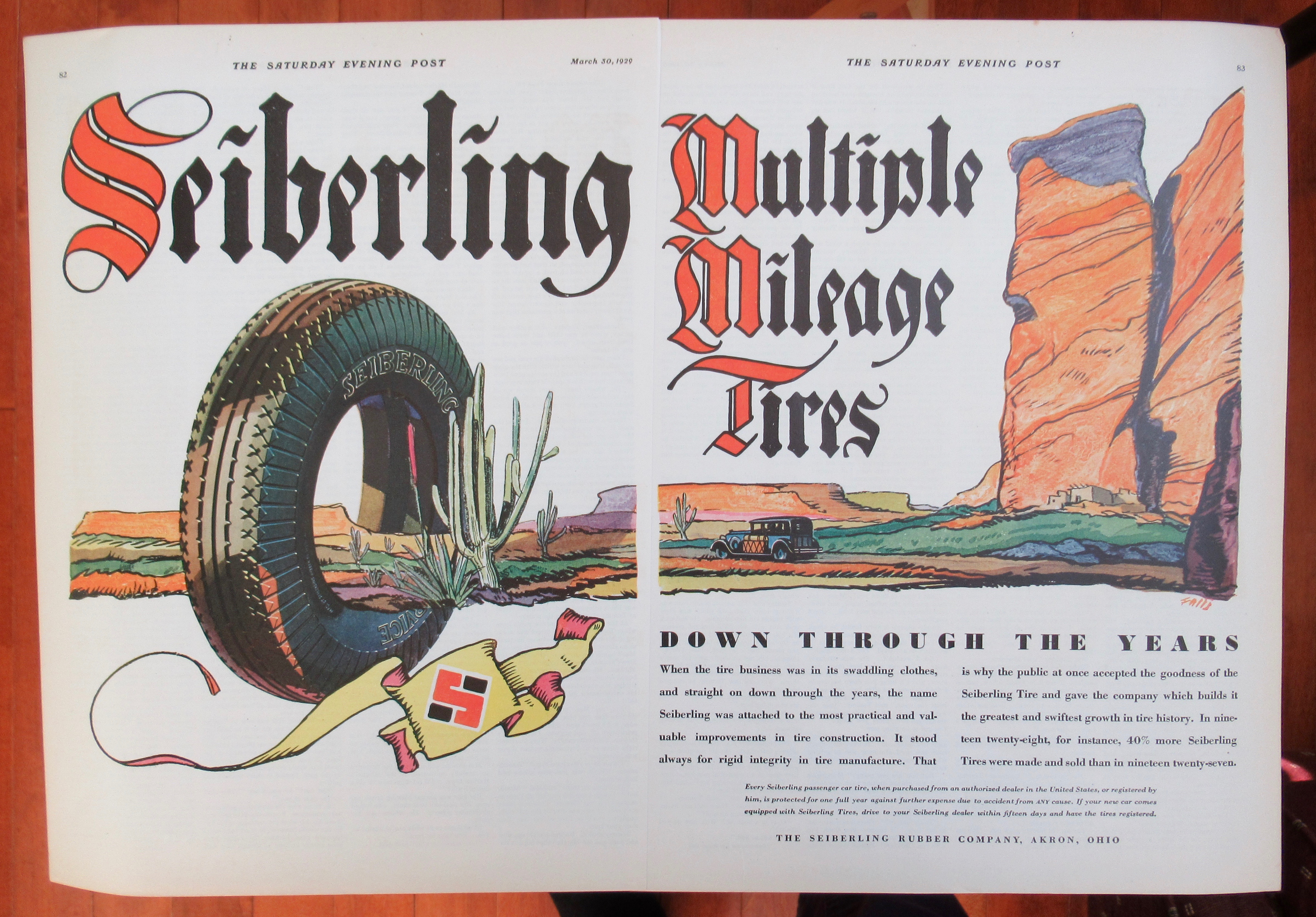 1929 Seiberling Tires with Multiple Mileage Tires