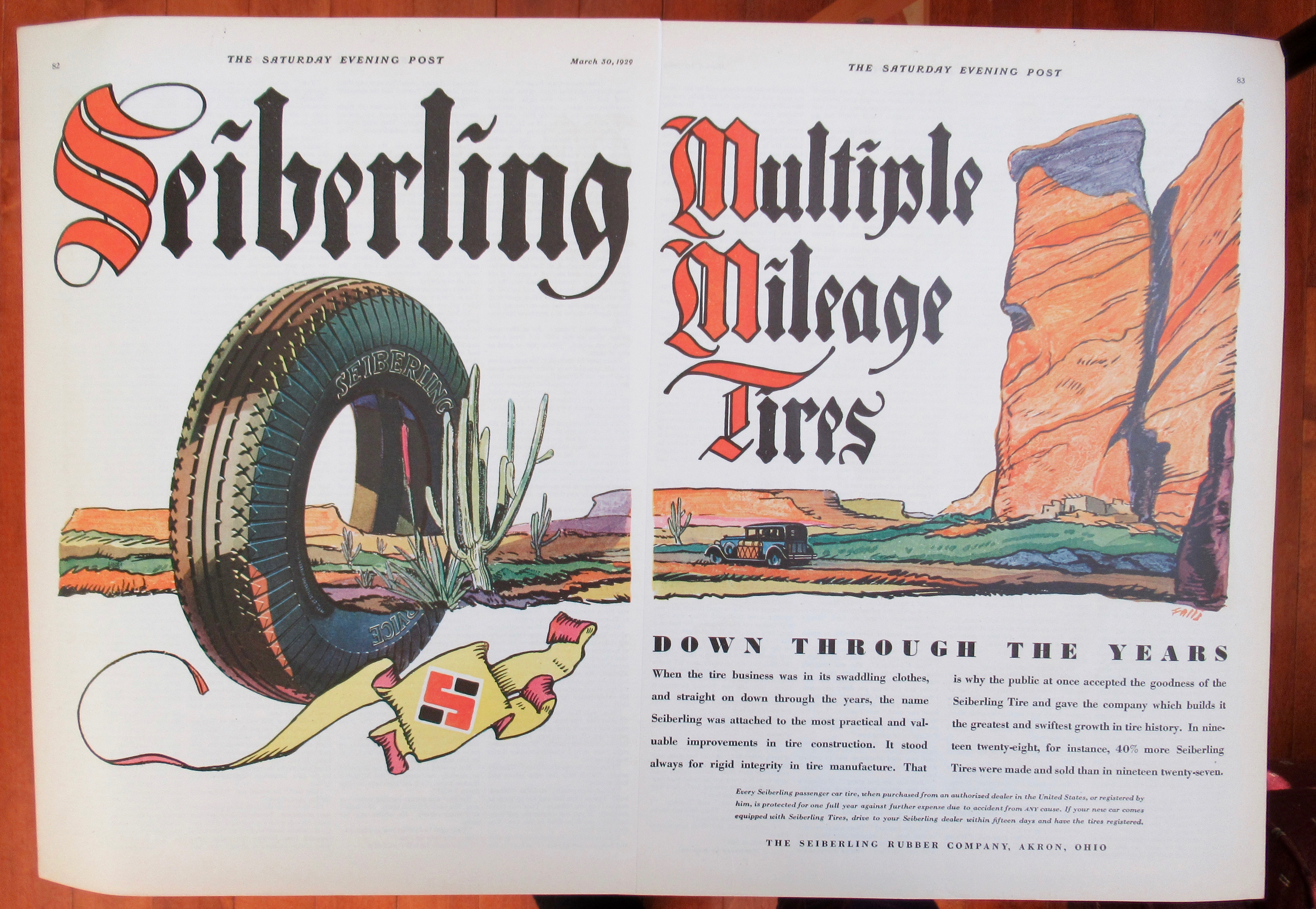1929 Seiberling Tires with Multiple Mileage Tires
