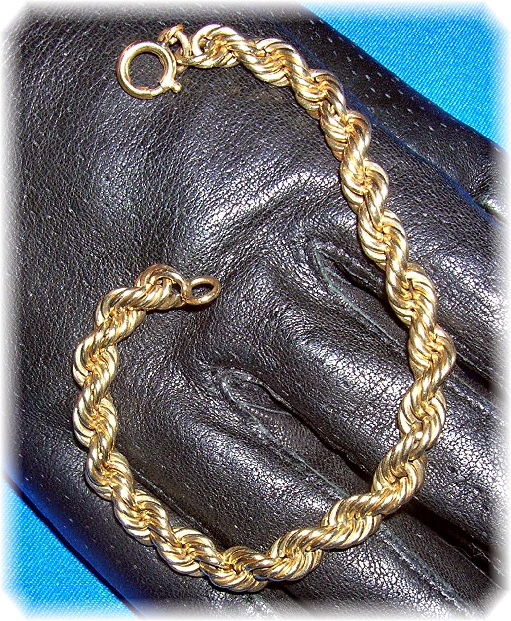 12K Gold Fill Rope Bracelet 7 1/2 inches