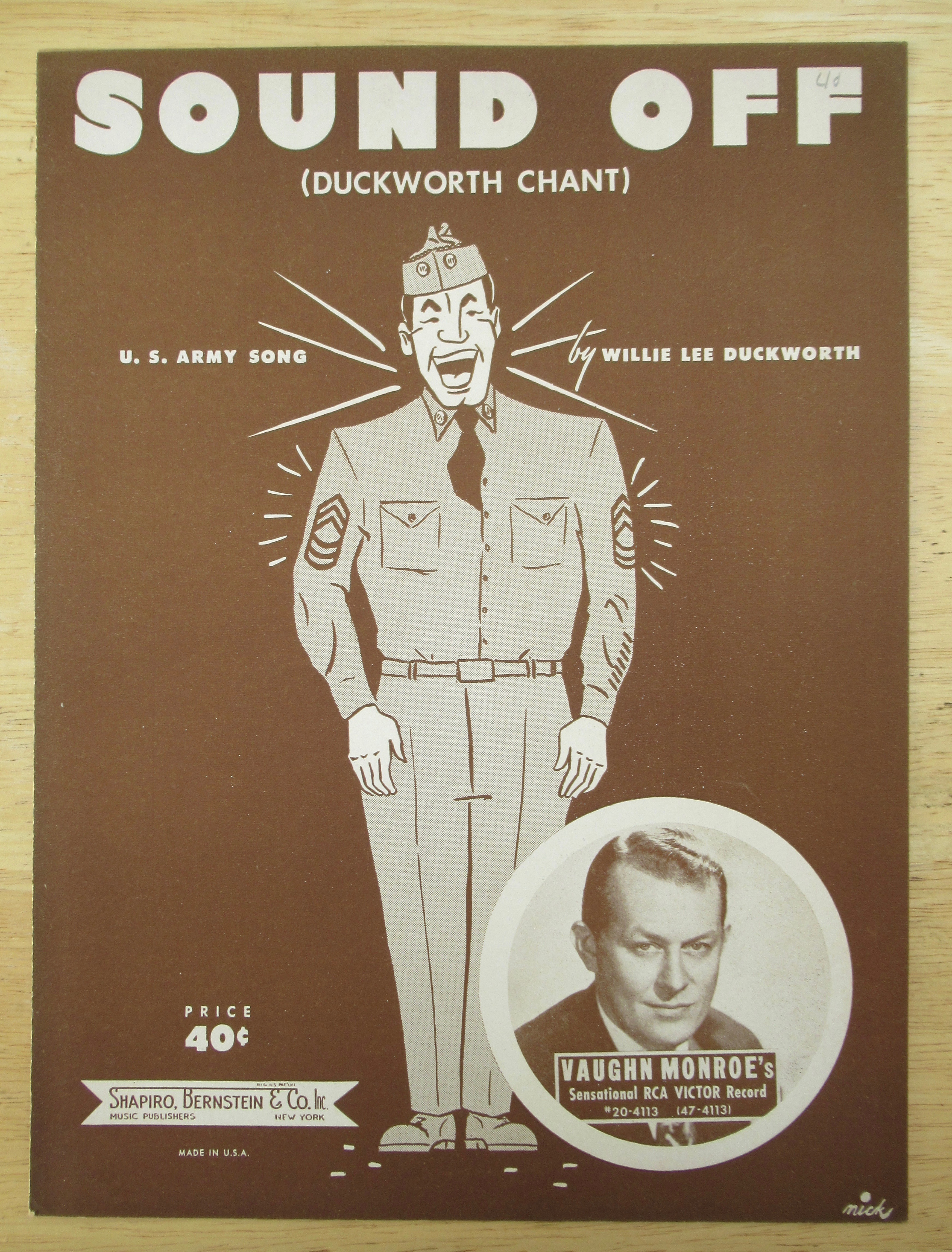 1951 Sound Off (Duckworth Chant) Sheet Music