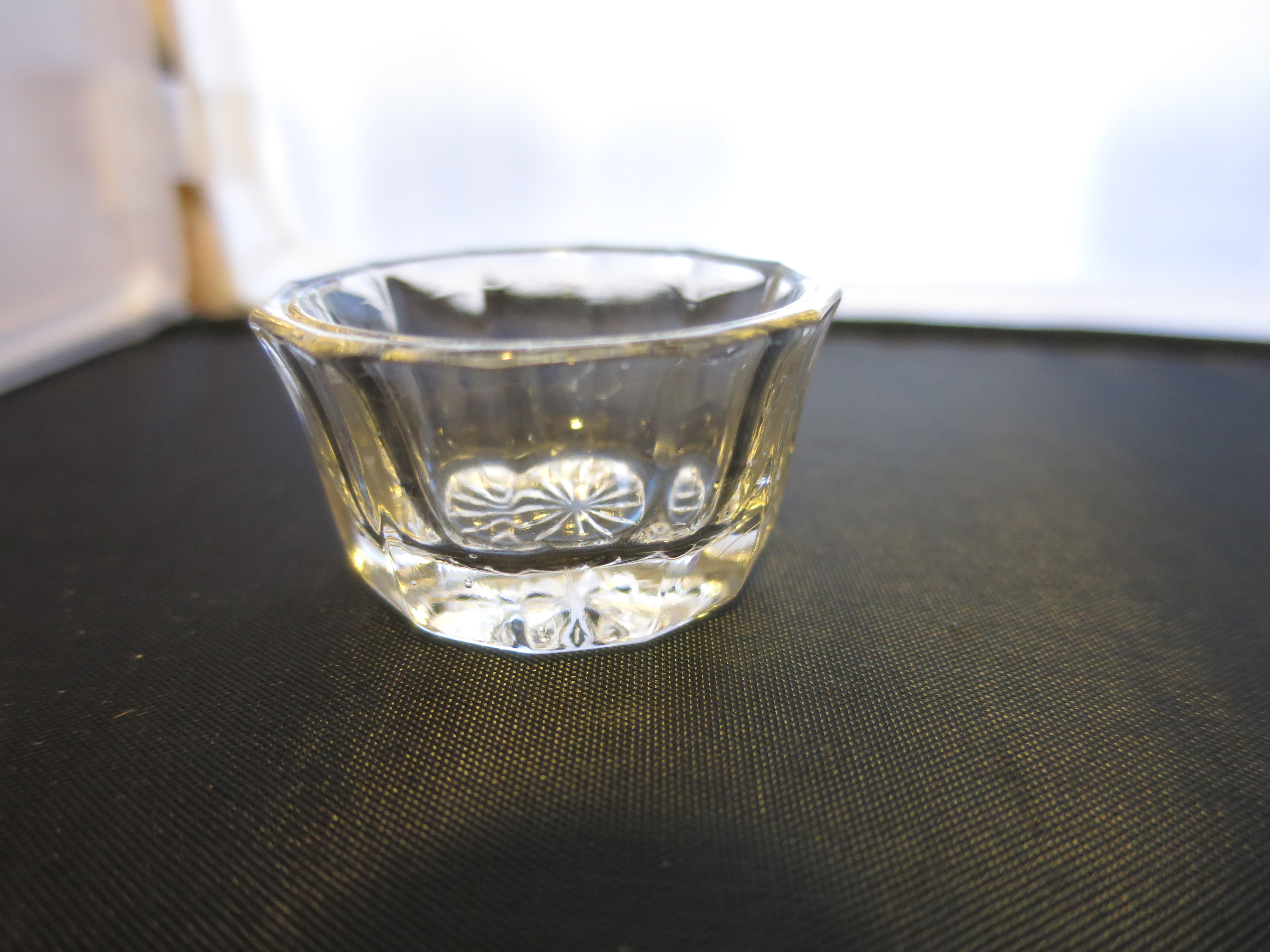 Octagon Open Salt Cellar Dip Flower Bottom Clear Glass