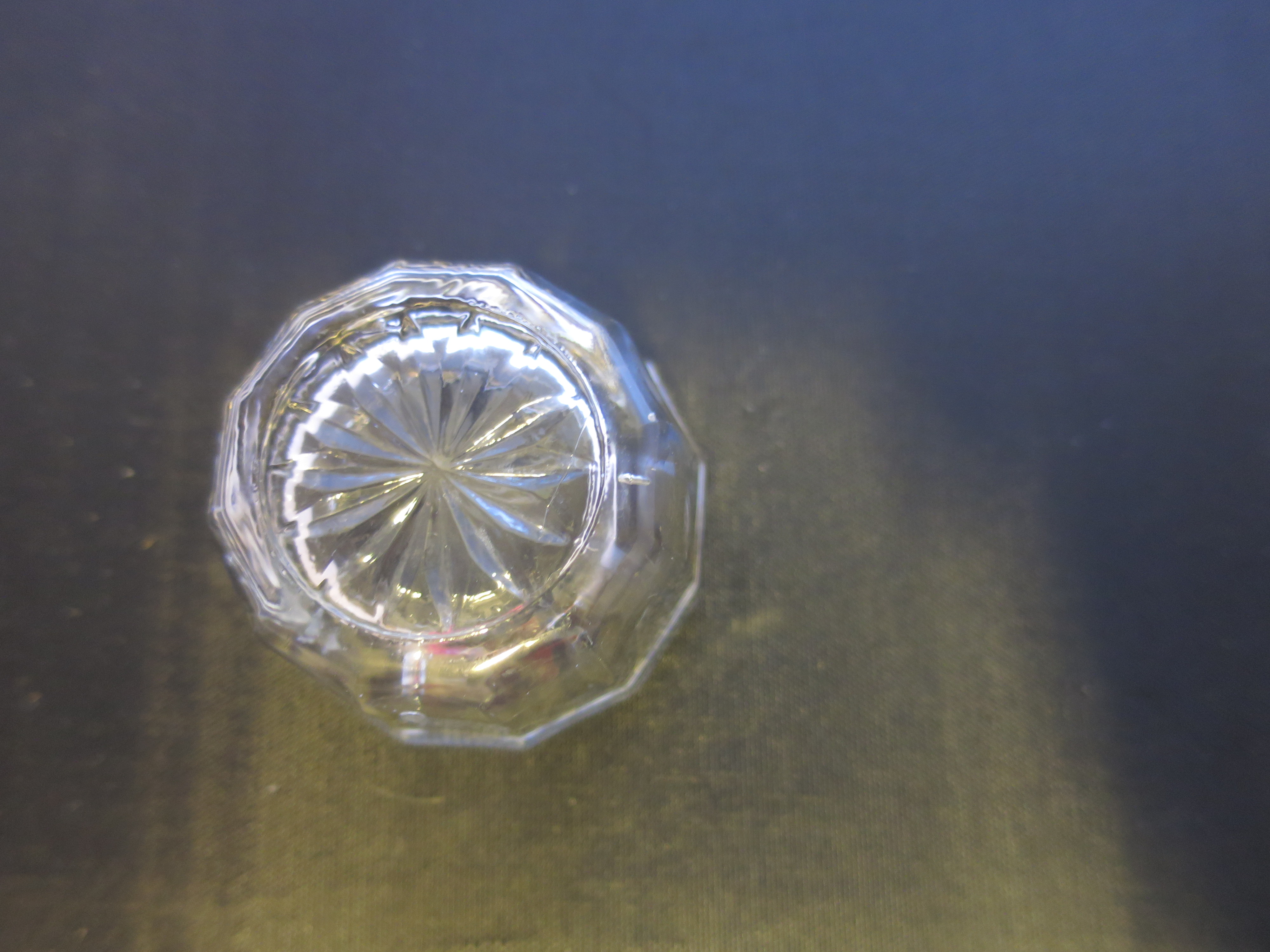 Octagon Open Salt Cellar Dip Flower Bottom Clear Glass