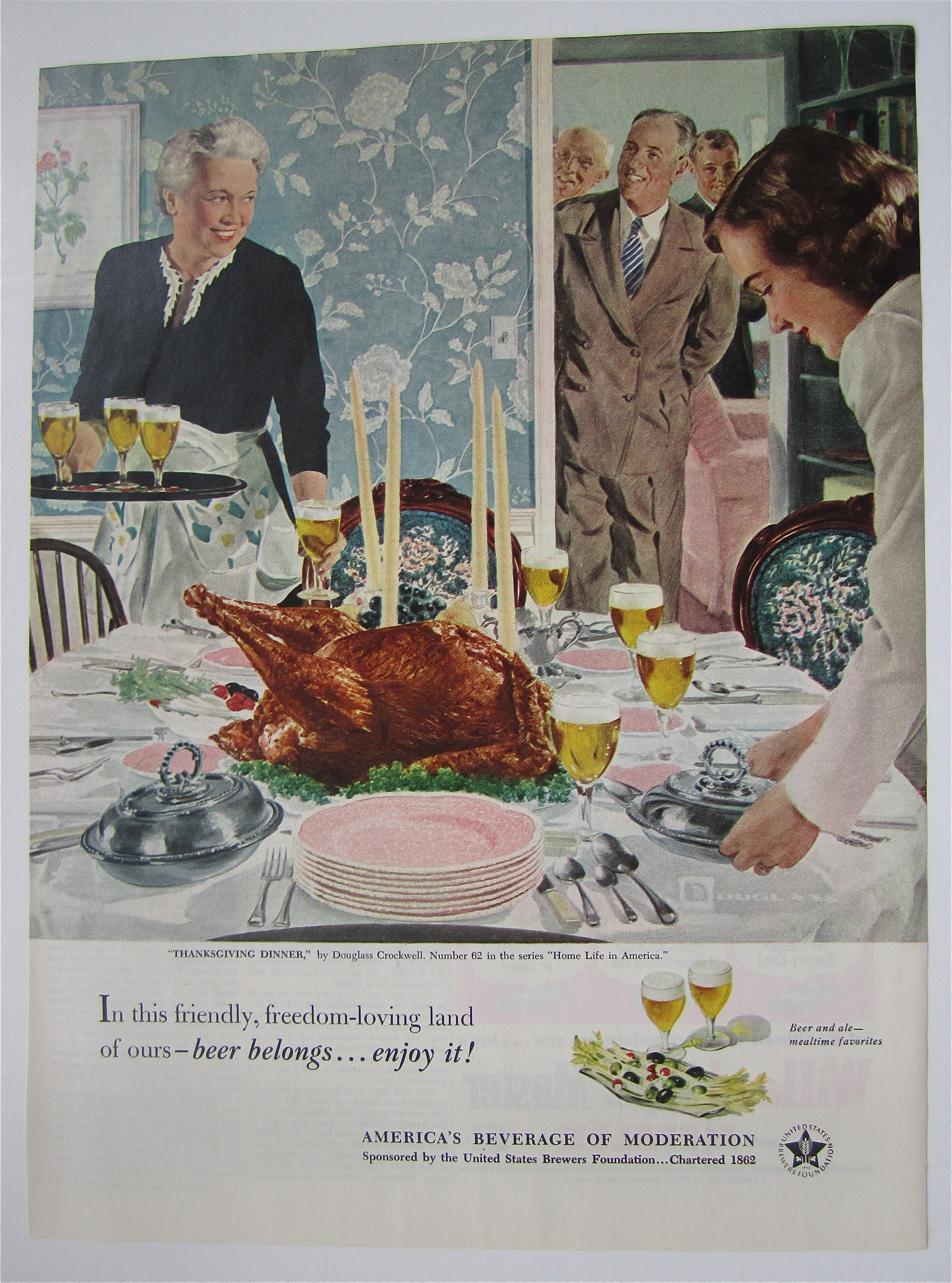 1951 Beer Belongs By Douglas Crockwell (Thanksgiving)
