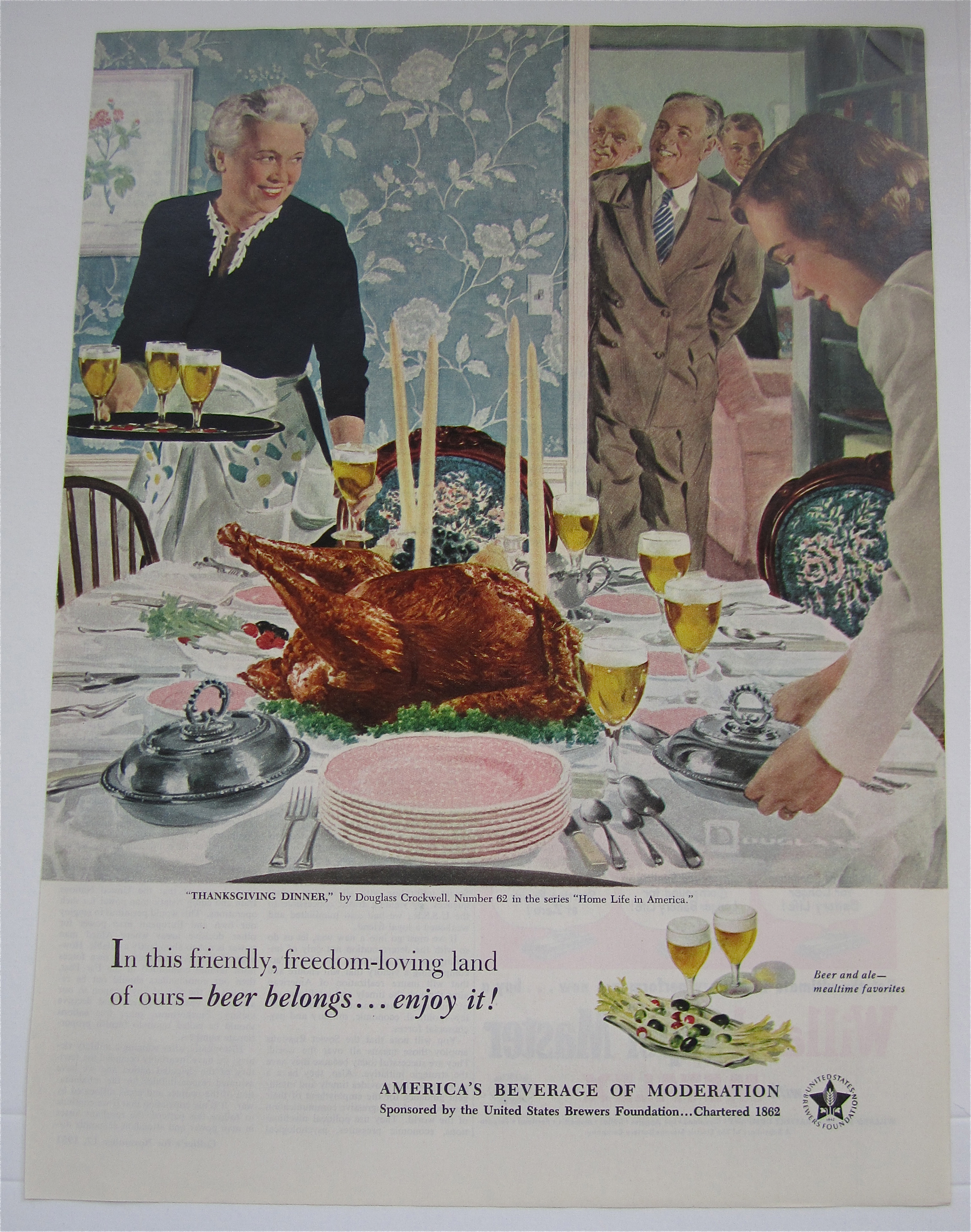 1951 Beer Belongs By Douglas Crockwell (Thanksgiving)