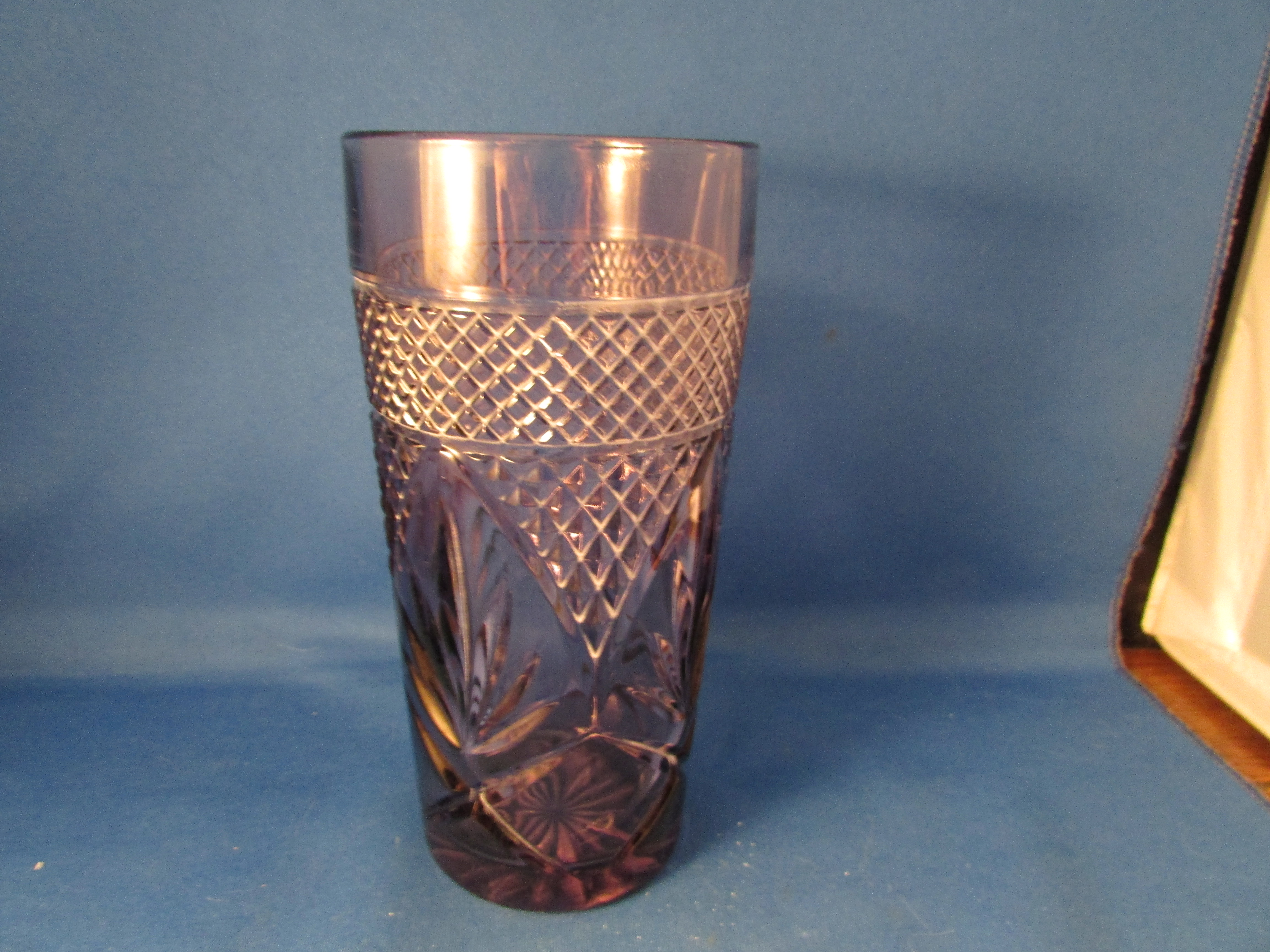 Sun Purpled Cut Glass Drinking Glass
