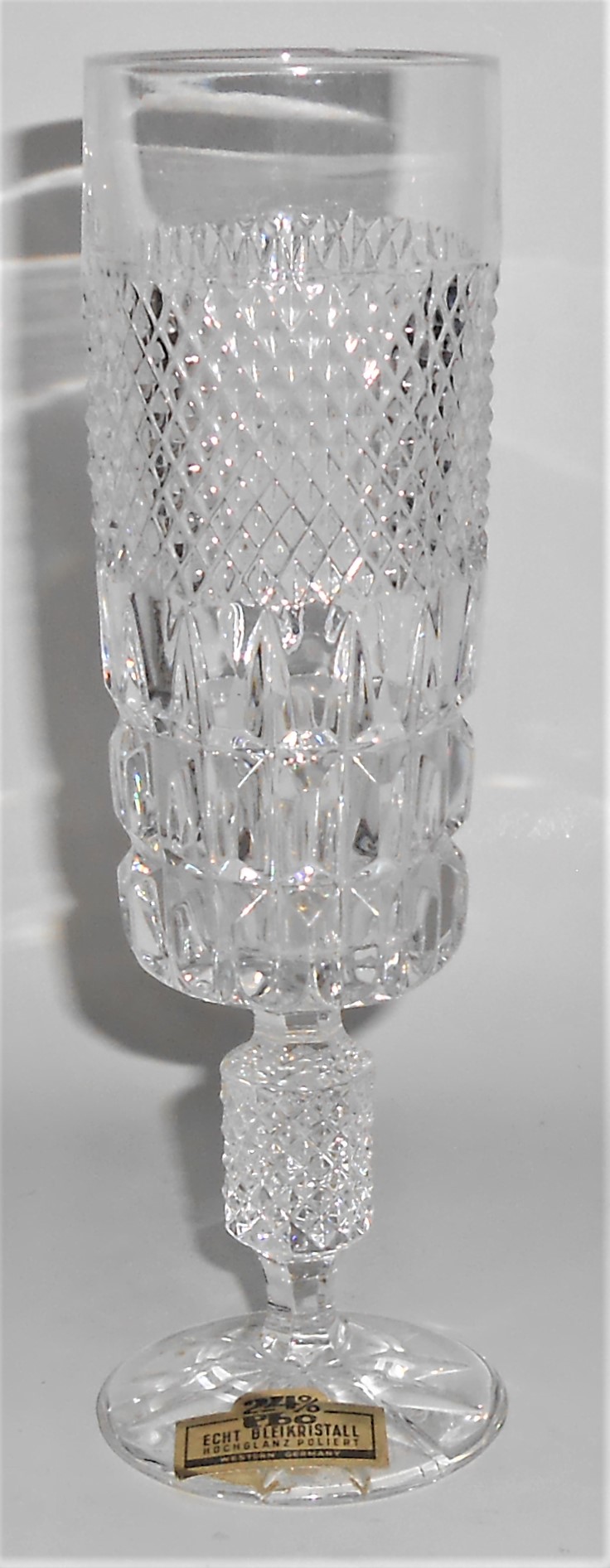 West Germany Lead Crystal Fluted Champagne Glass w/St