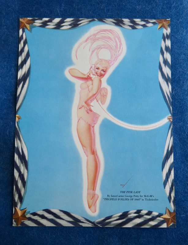Original 1940's The Pink Lady Pin Up Wearing A Pink Outfit & A Pink Headdress By George Petty