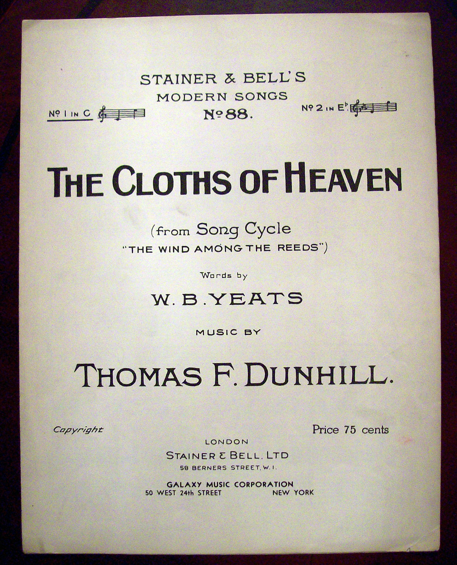 Sheet Music of 1911 The Cloths Of Heaven