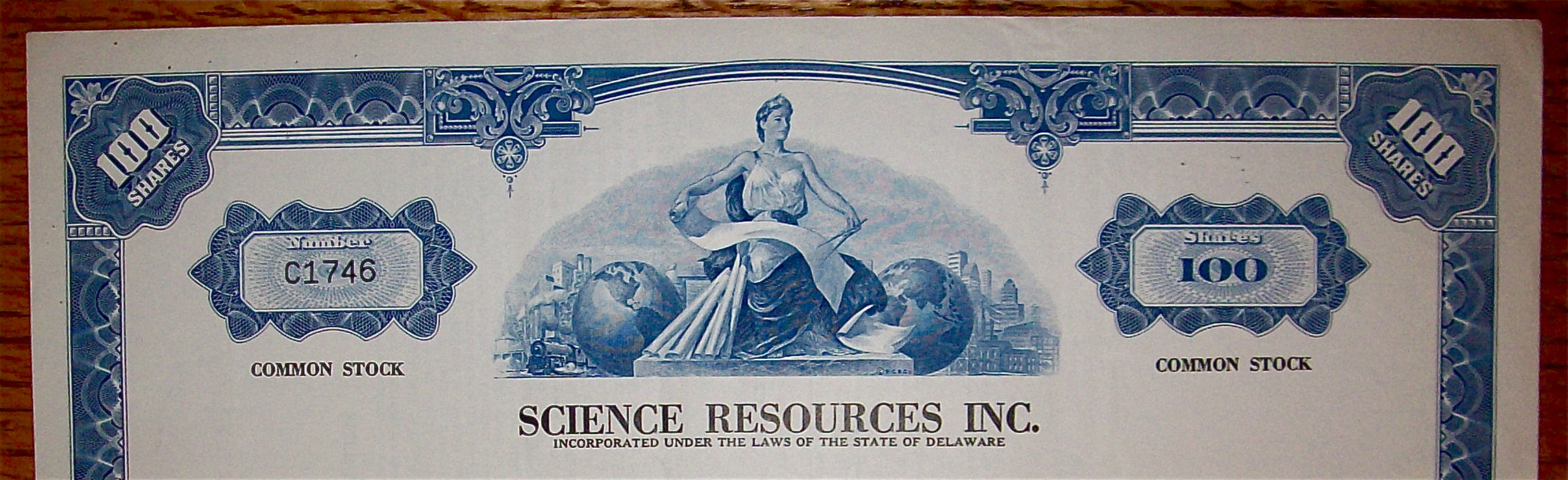 1962 Science Resources Incorporated Stock Certificate