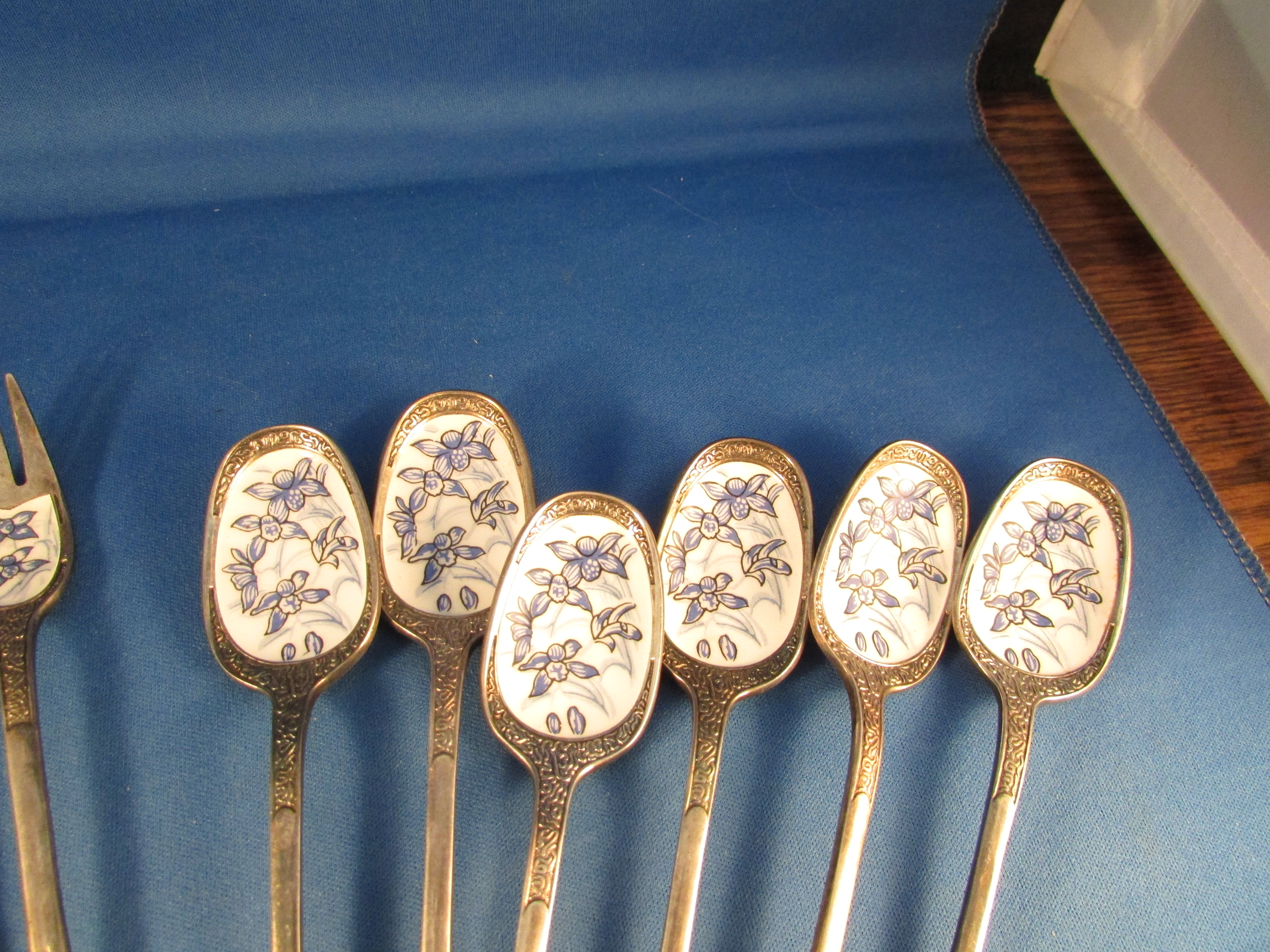 Six Enamel Forks and Spoons