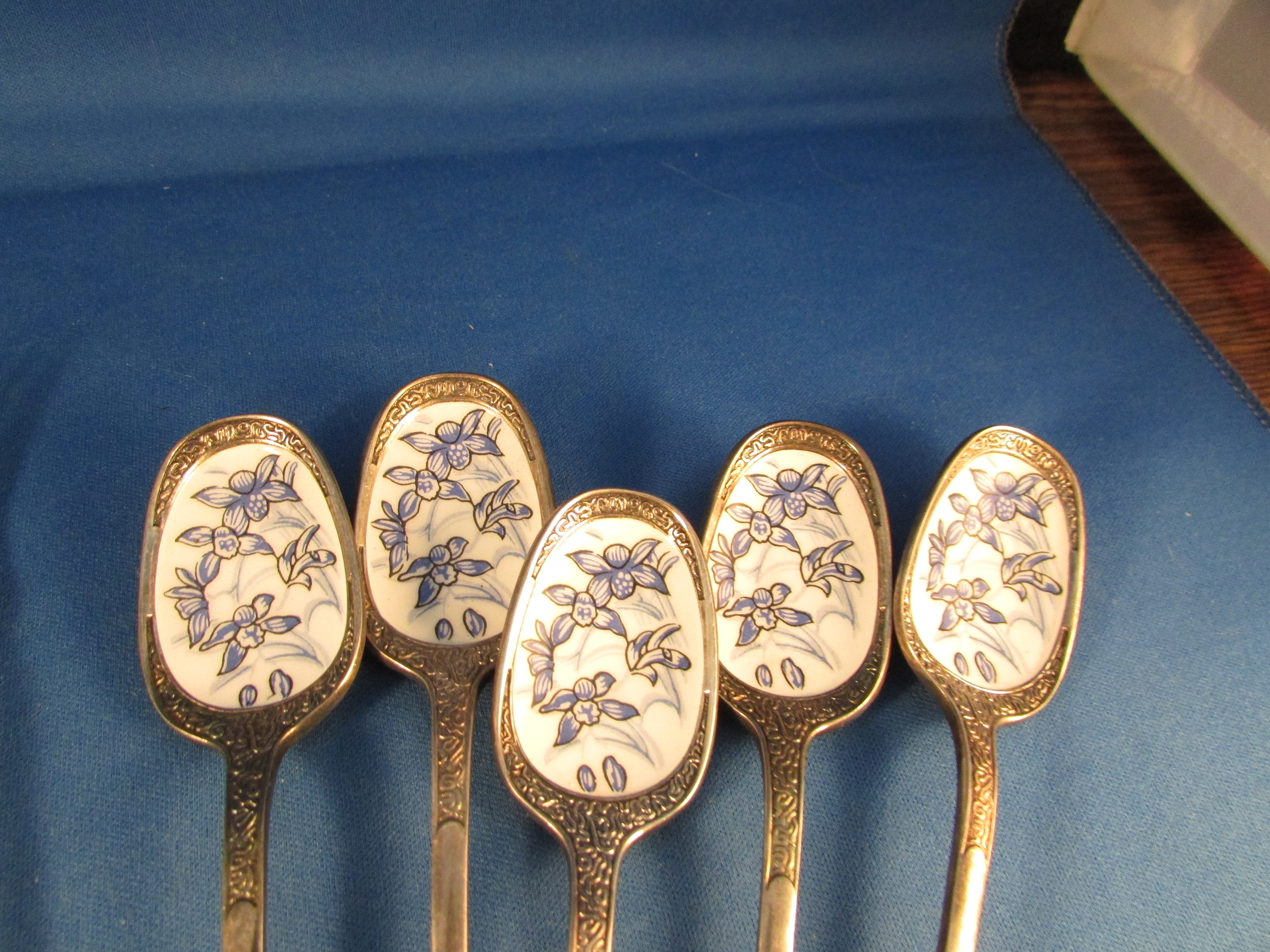Six Enamel Forks and Spoons