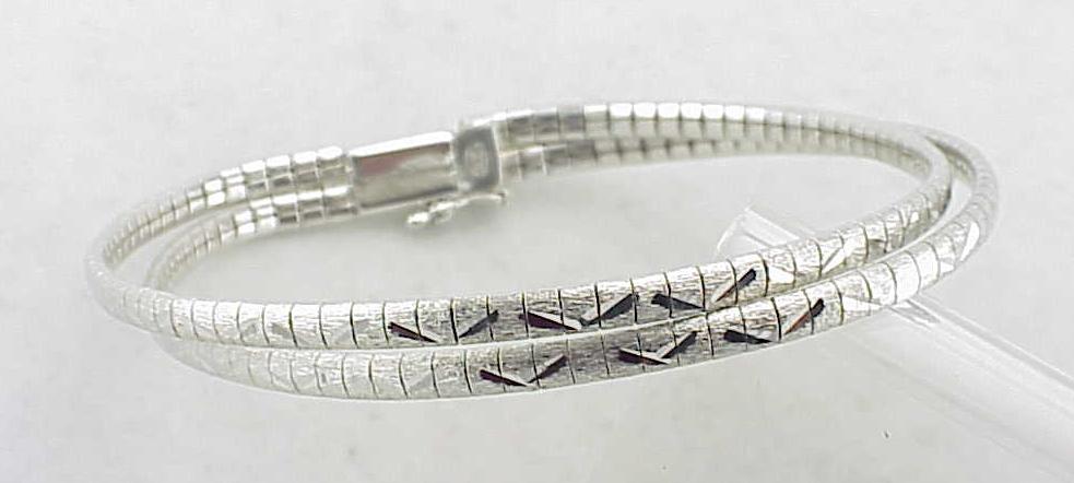 Brushed Sterling Silver Two Strand Bracelet With Etching