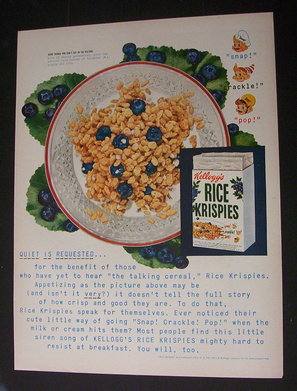 1951 Dual Ad:  Fatima  Cigarettes  &  Rice  Krispies