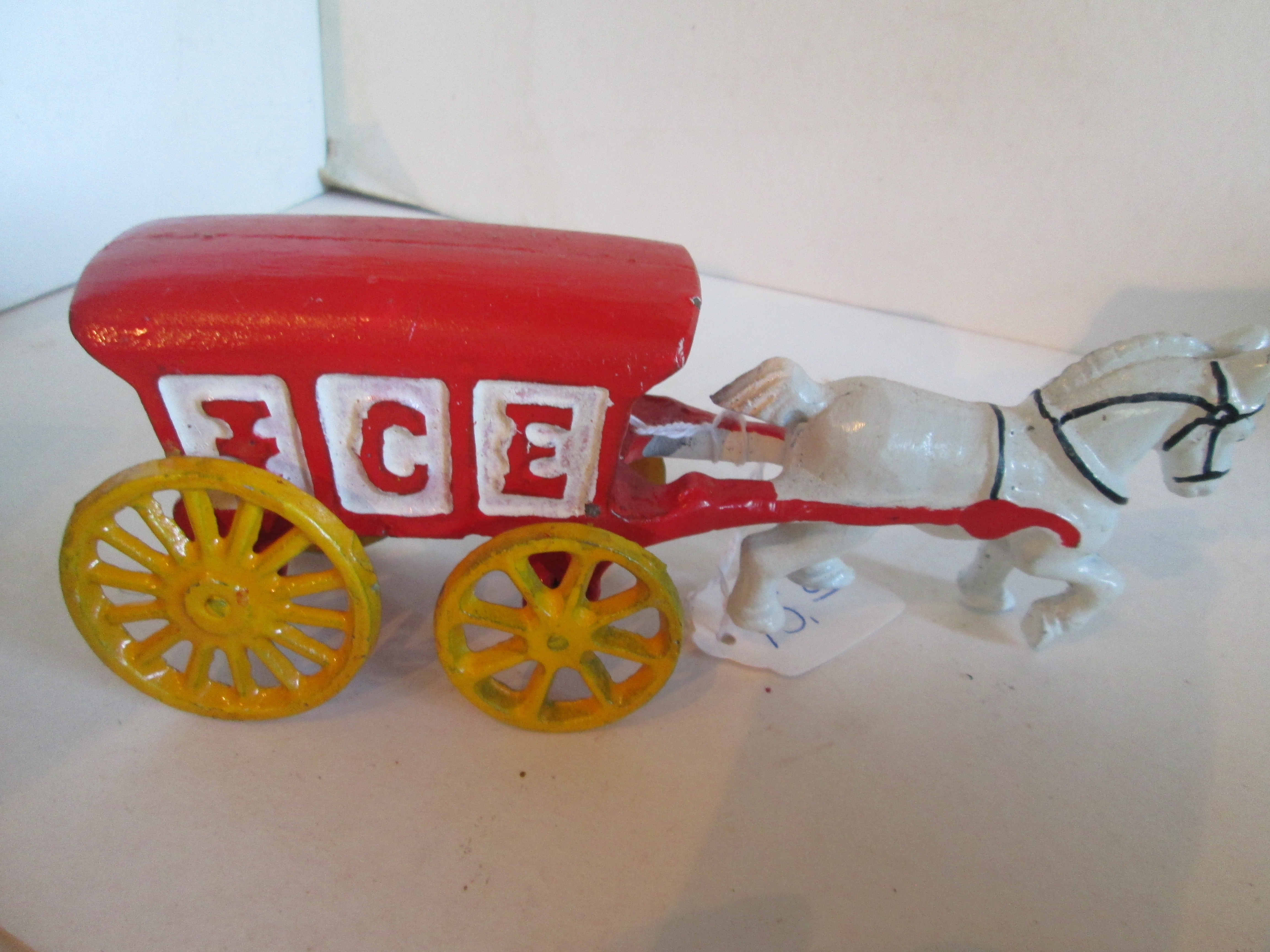 Vintage Cast Iron Diecast Pony Ice Wagon