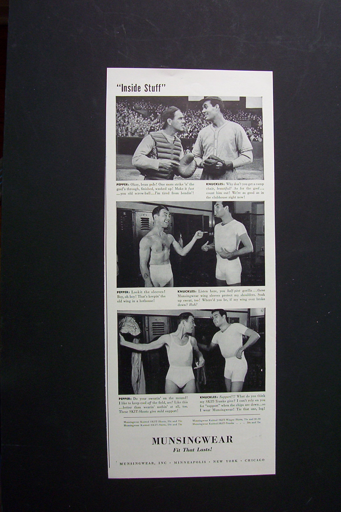 1940 Munsingwear with 3 Different Scenes of Men Talking