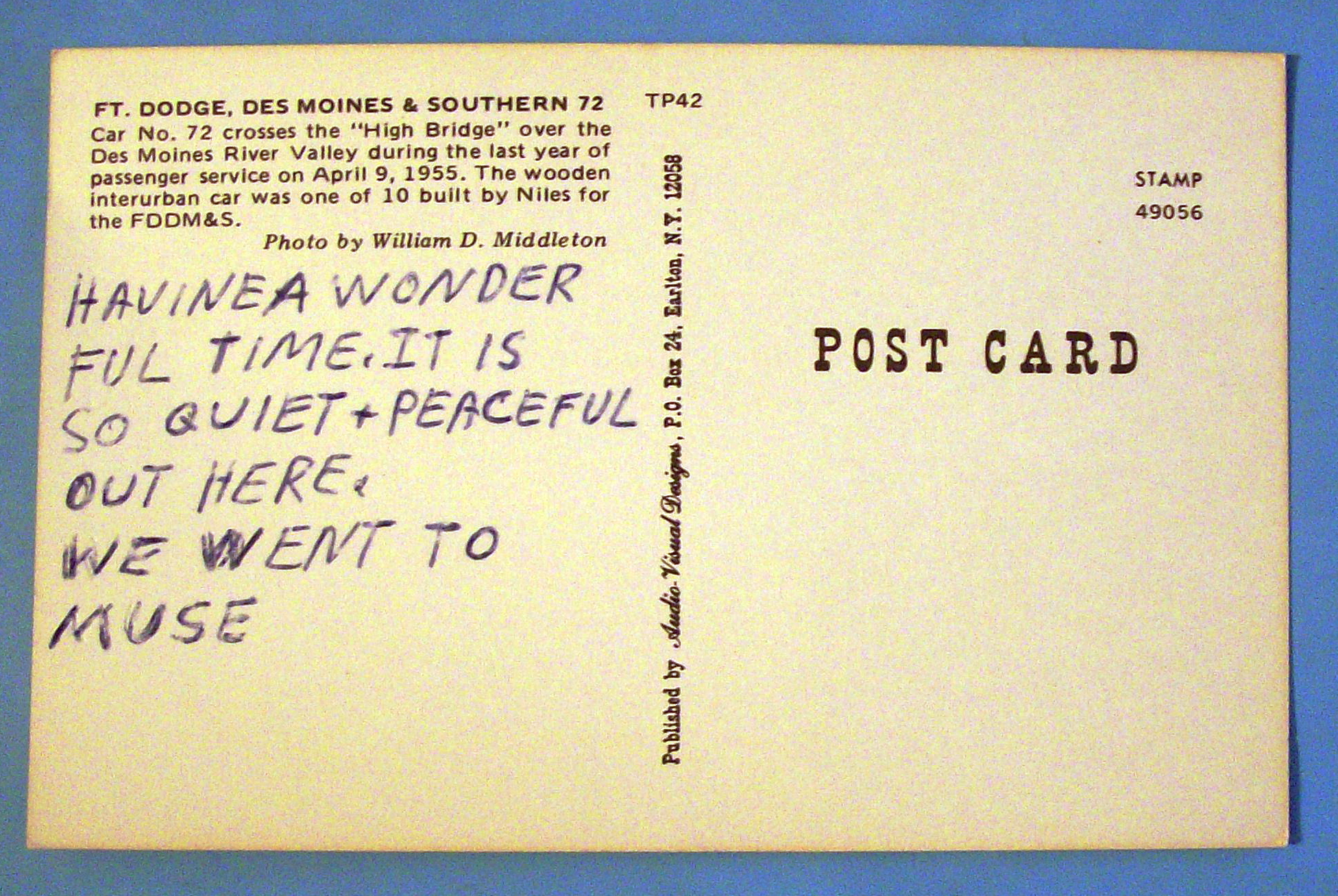 Des Moines & Southern # 72 Postcard